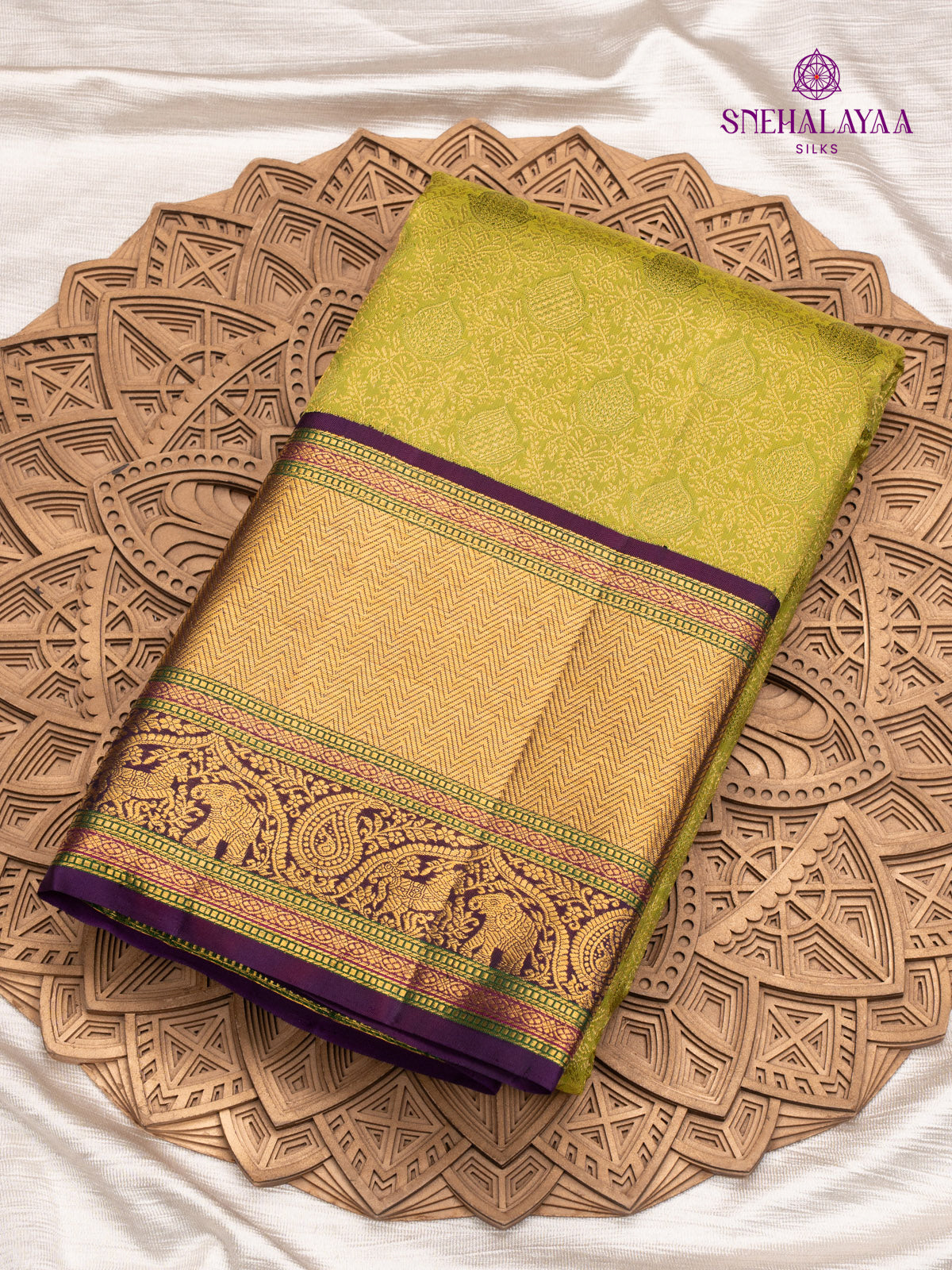 Olive Green Kanjivaram Silk Saree