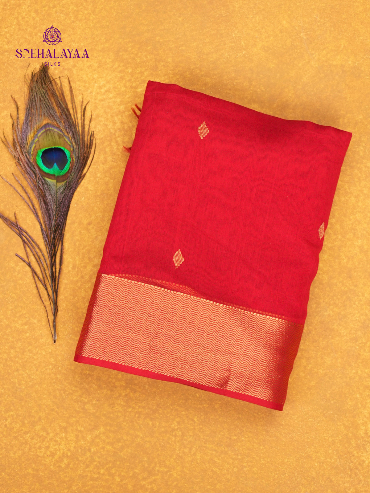 Red Maheshwari Silk Cotton Saree