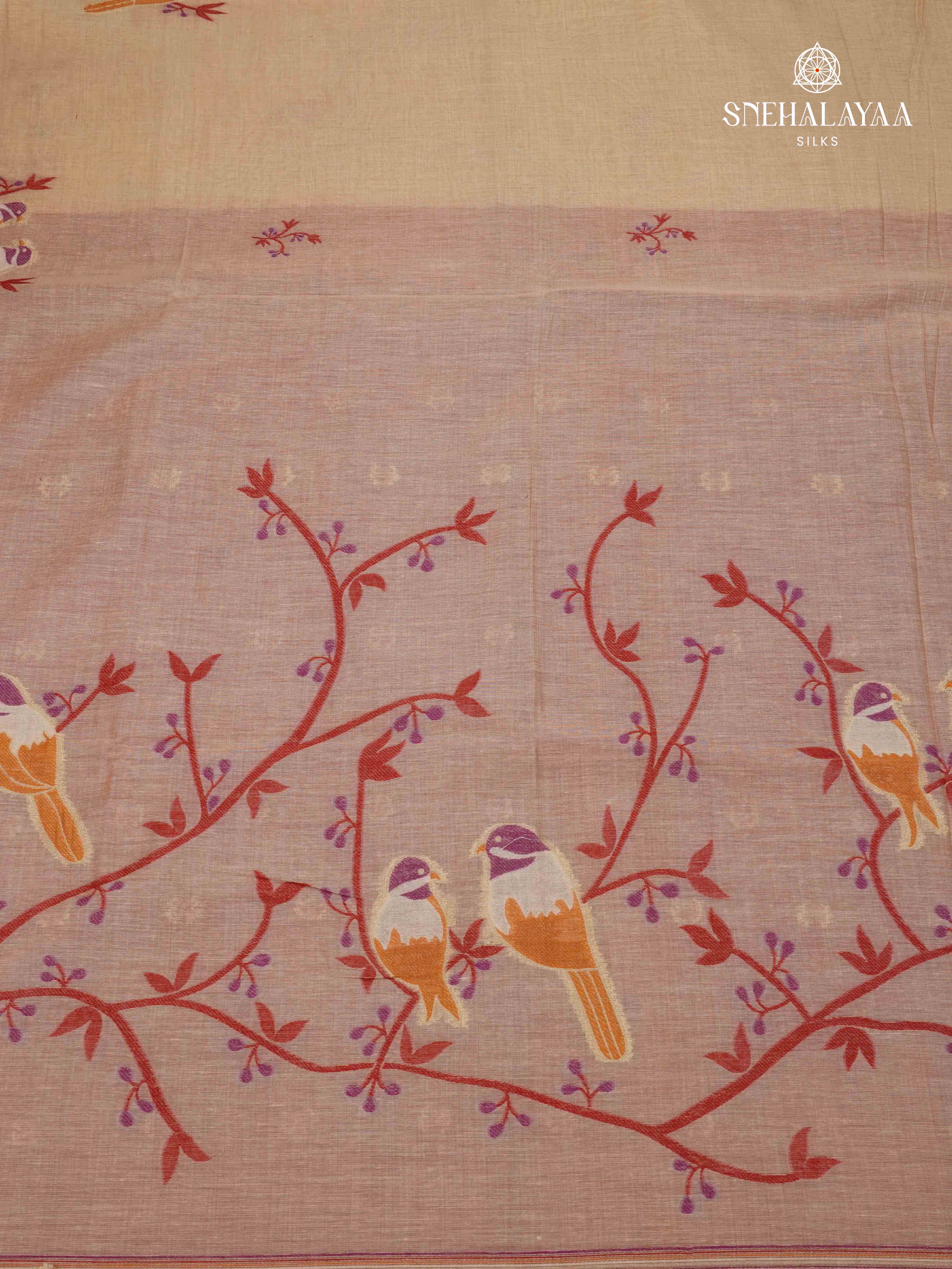 Beige Munga Cotton Saree