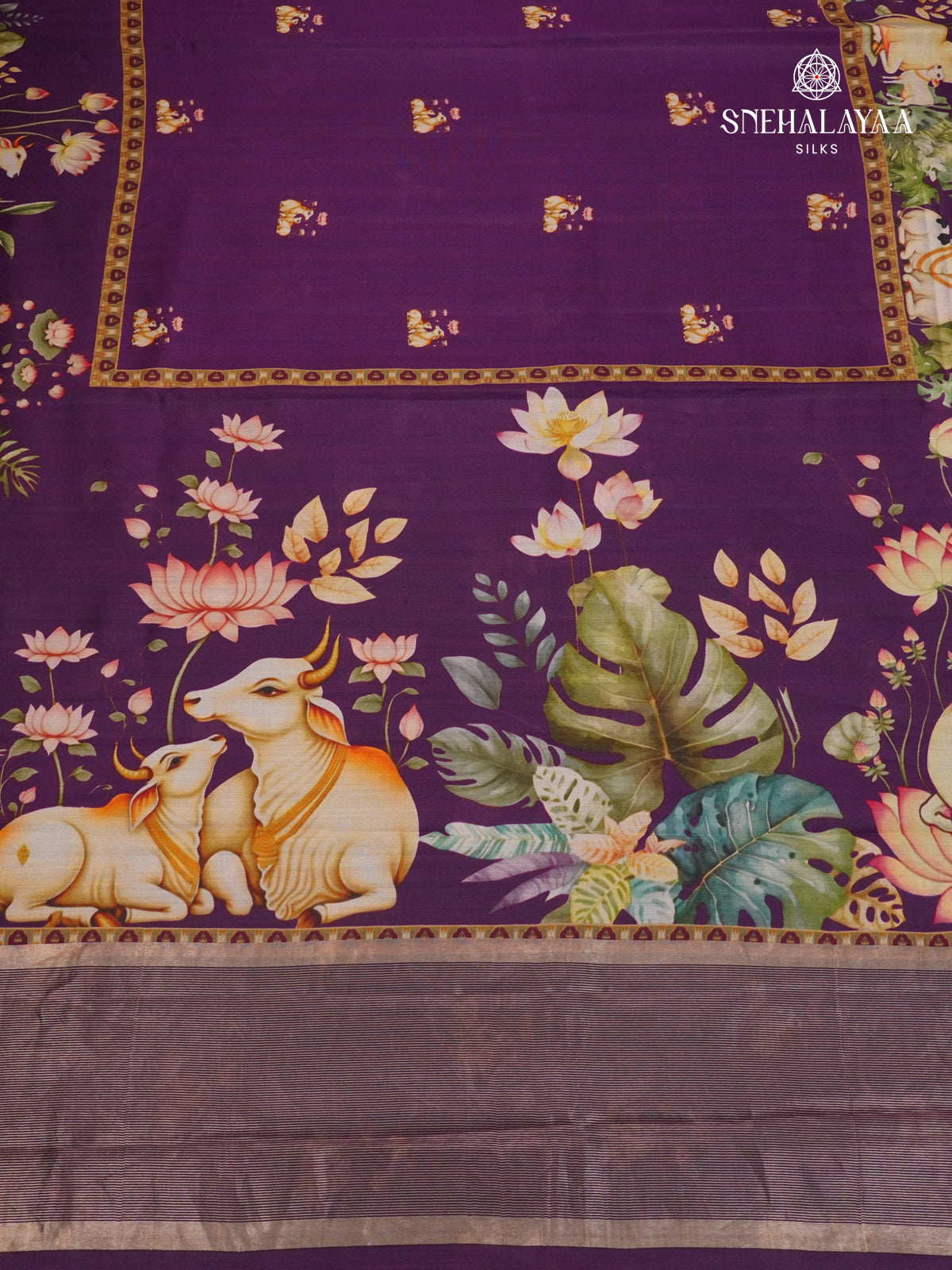 Purple Chiniya Silk Saree