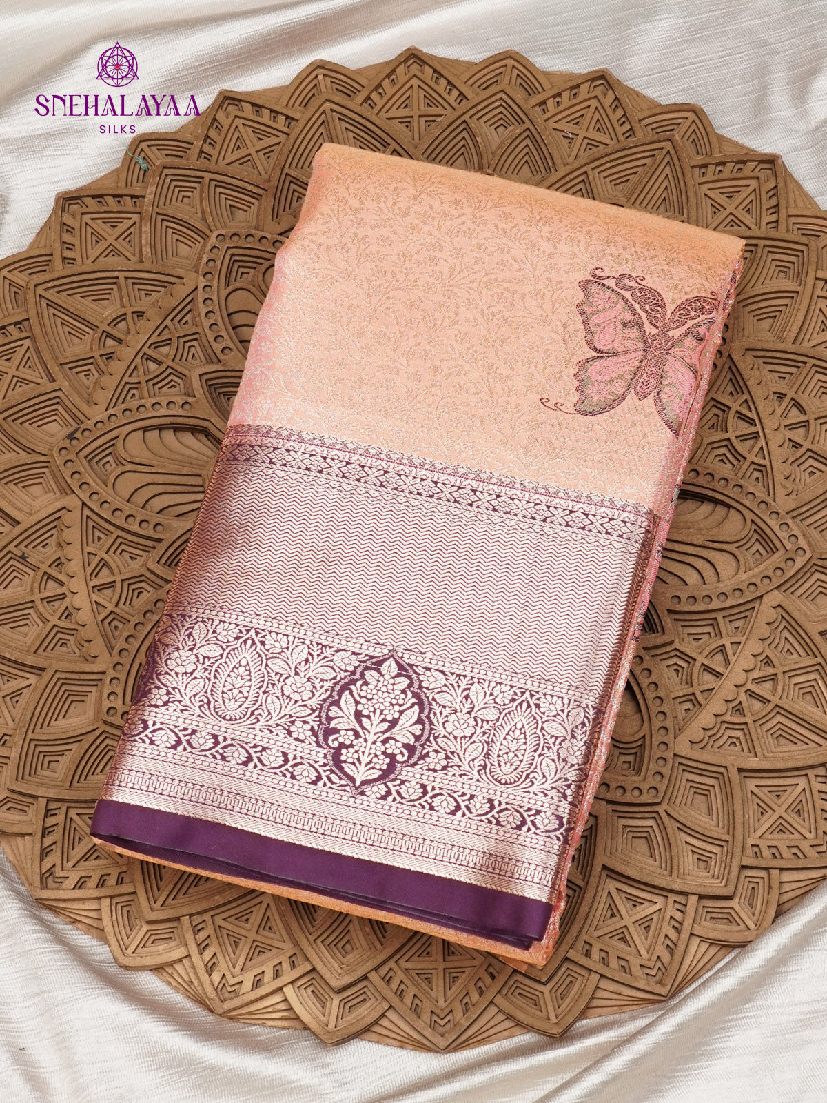 Peach Art Silk Saree