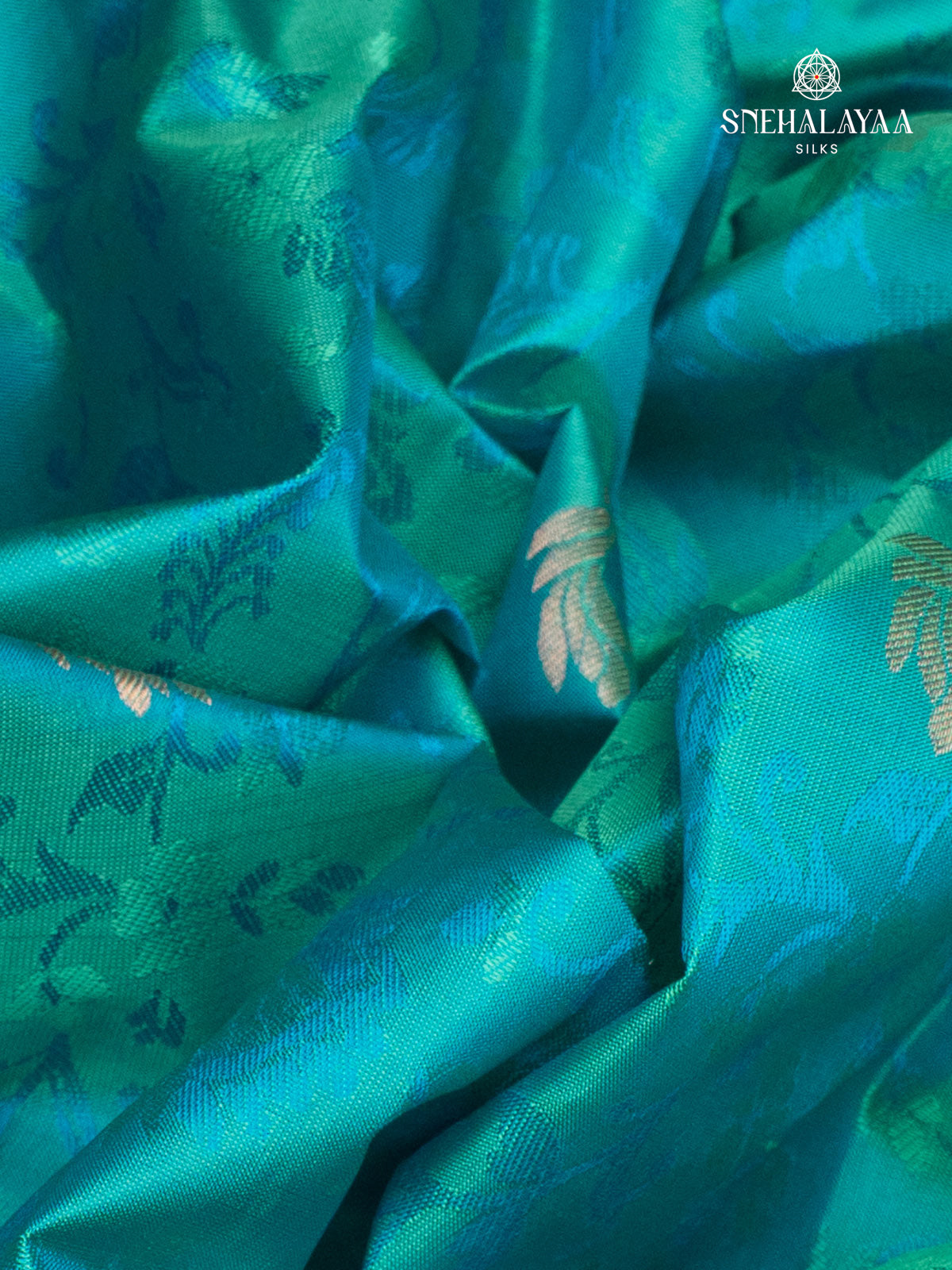 Teal Blue Kanjivaram Silk Saree
