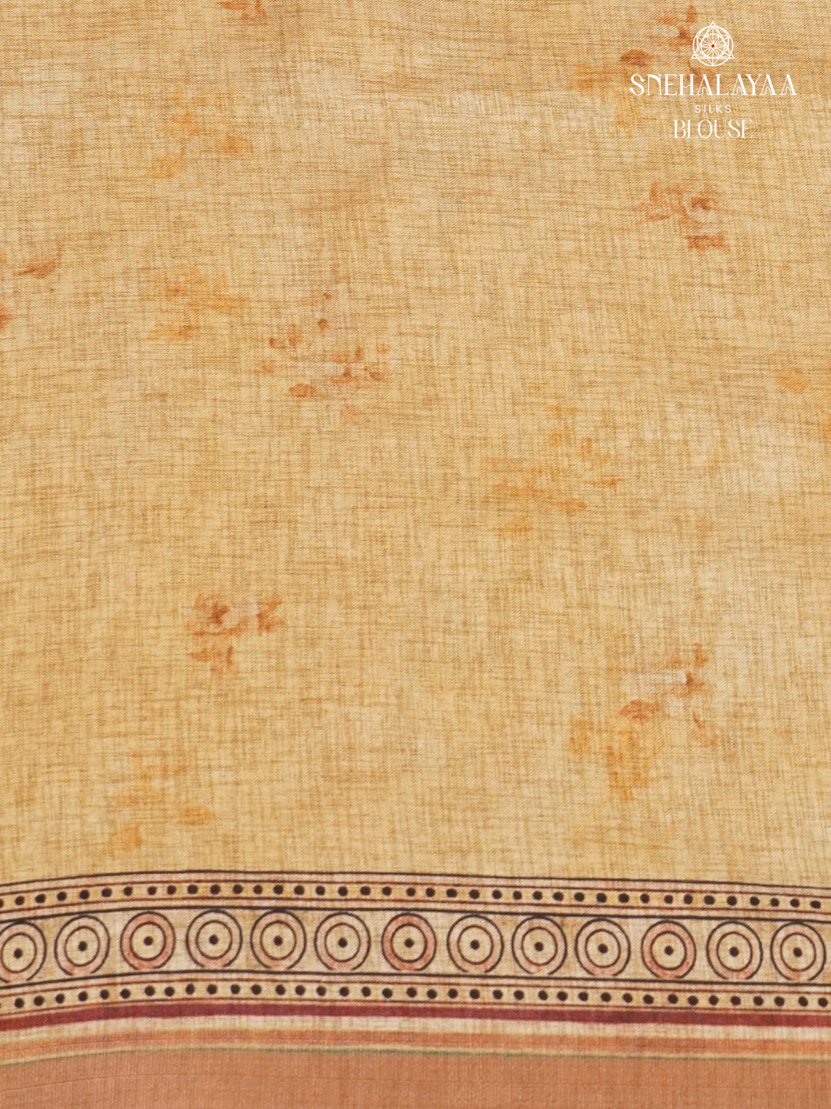 Golden Beige Floral Printed Tussar Saree
