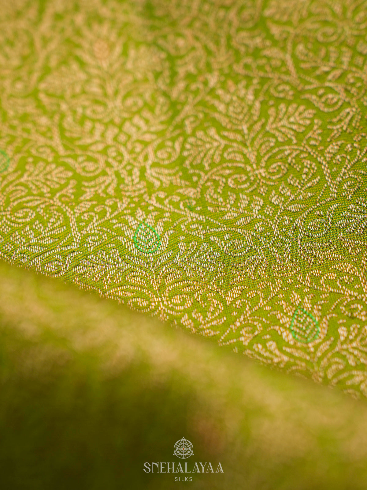 Lime Green Kanjivaram Silk Saree