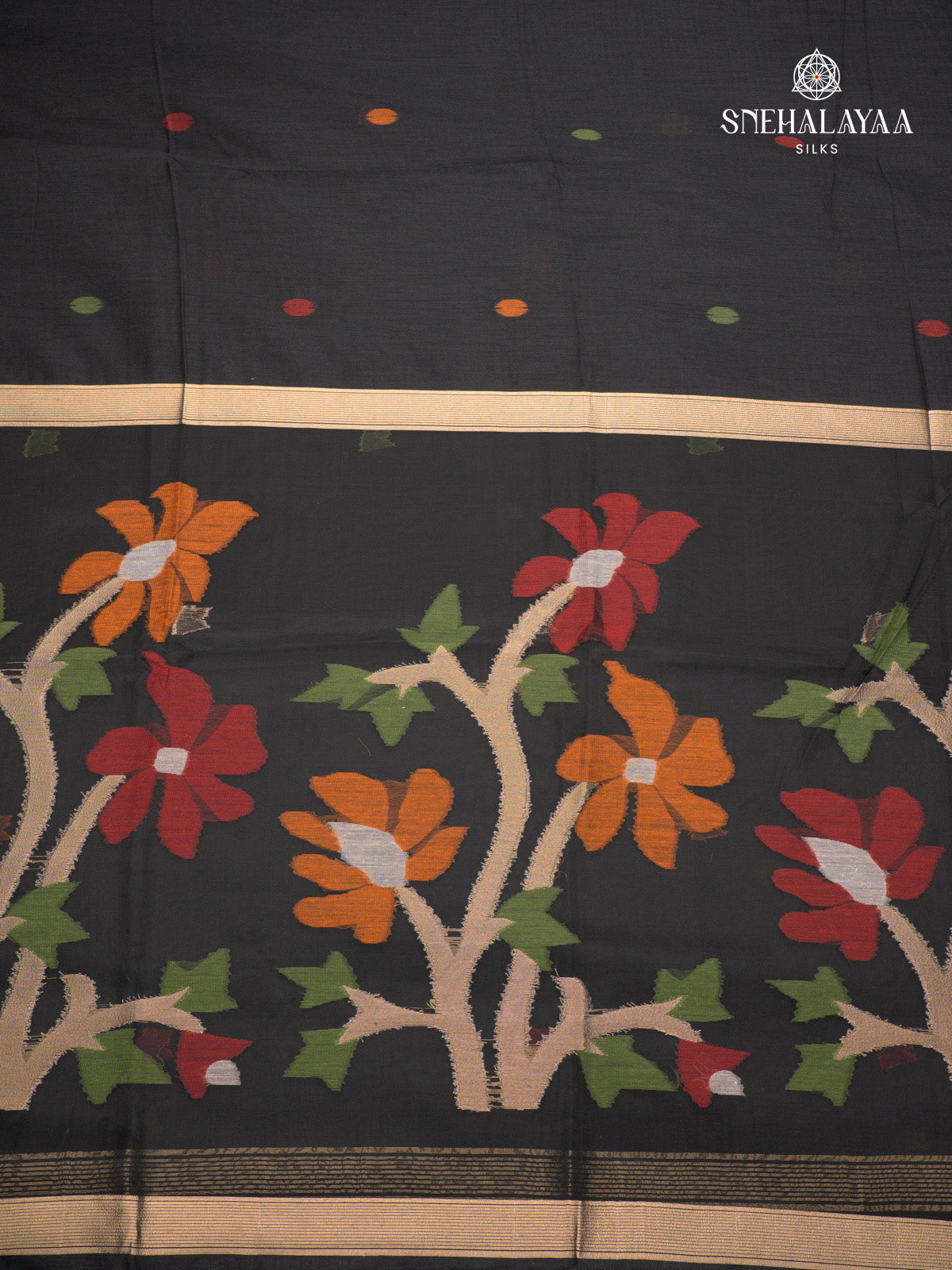 Black Munga Cotton Saree