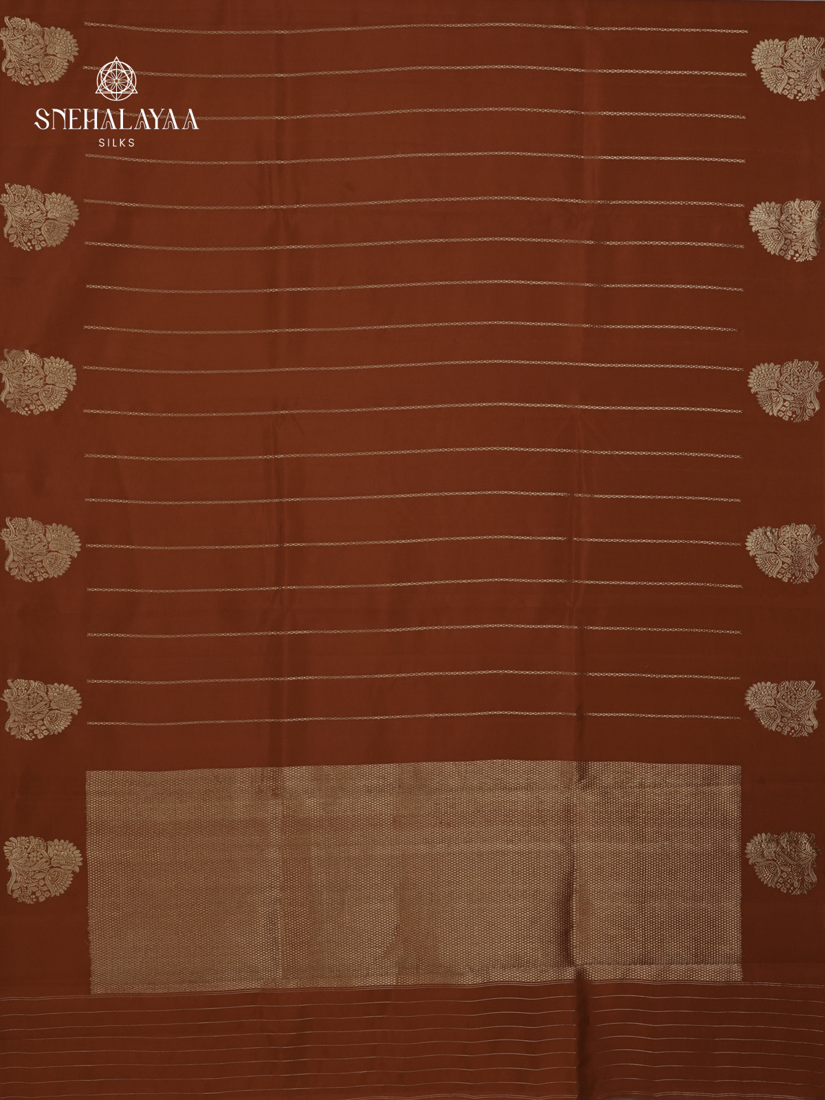 Rust Orange Banaras Poona Silk Saree