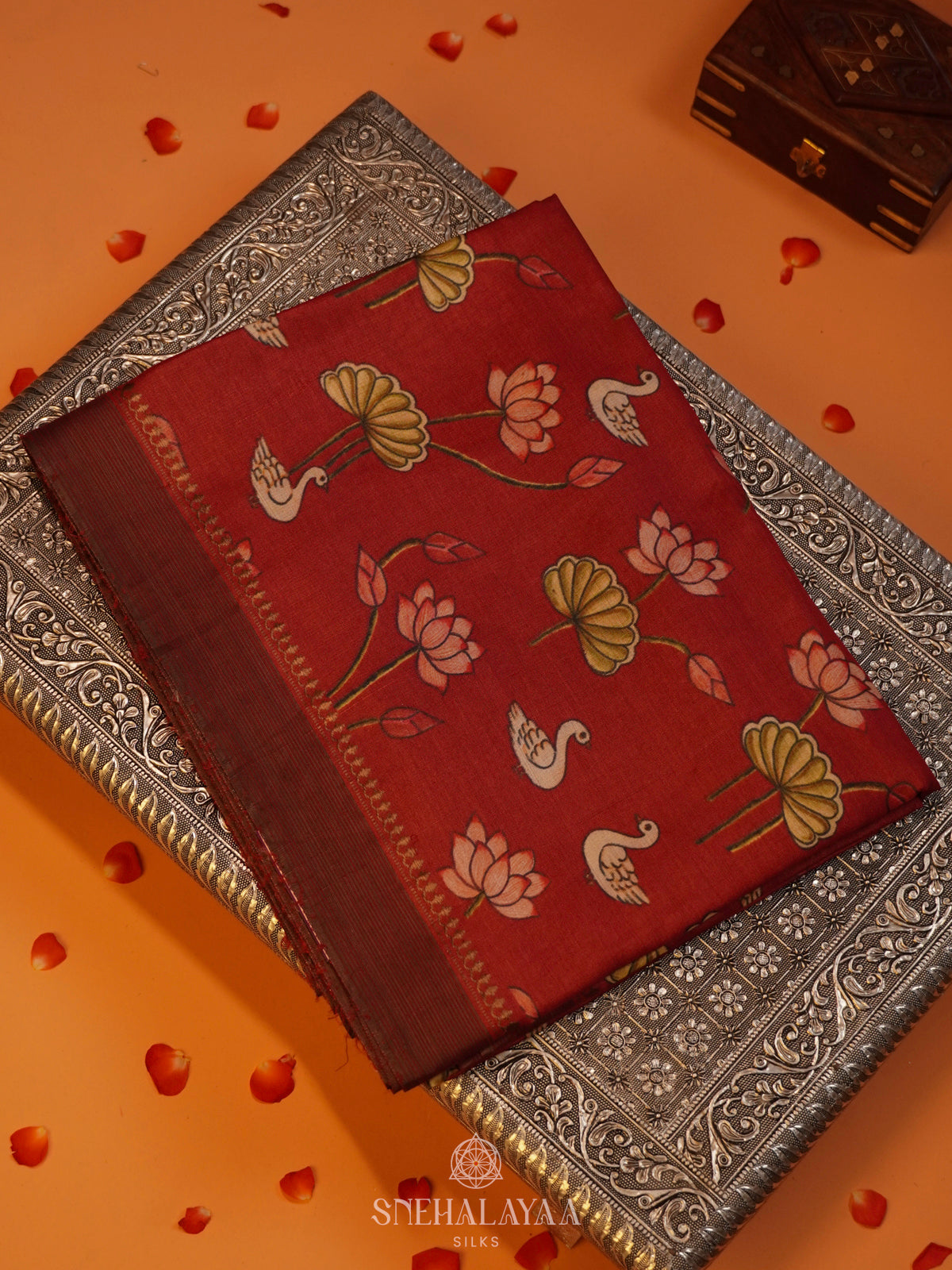 Red Tussar Saree