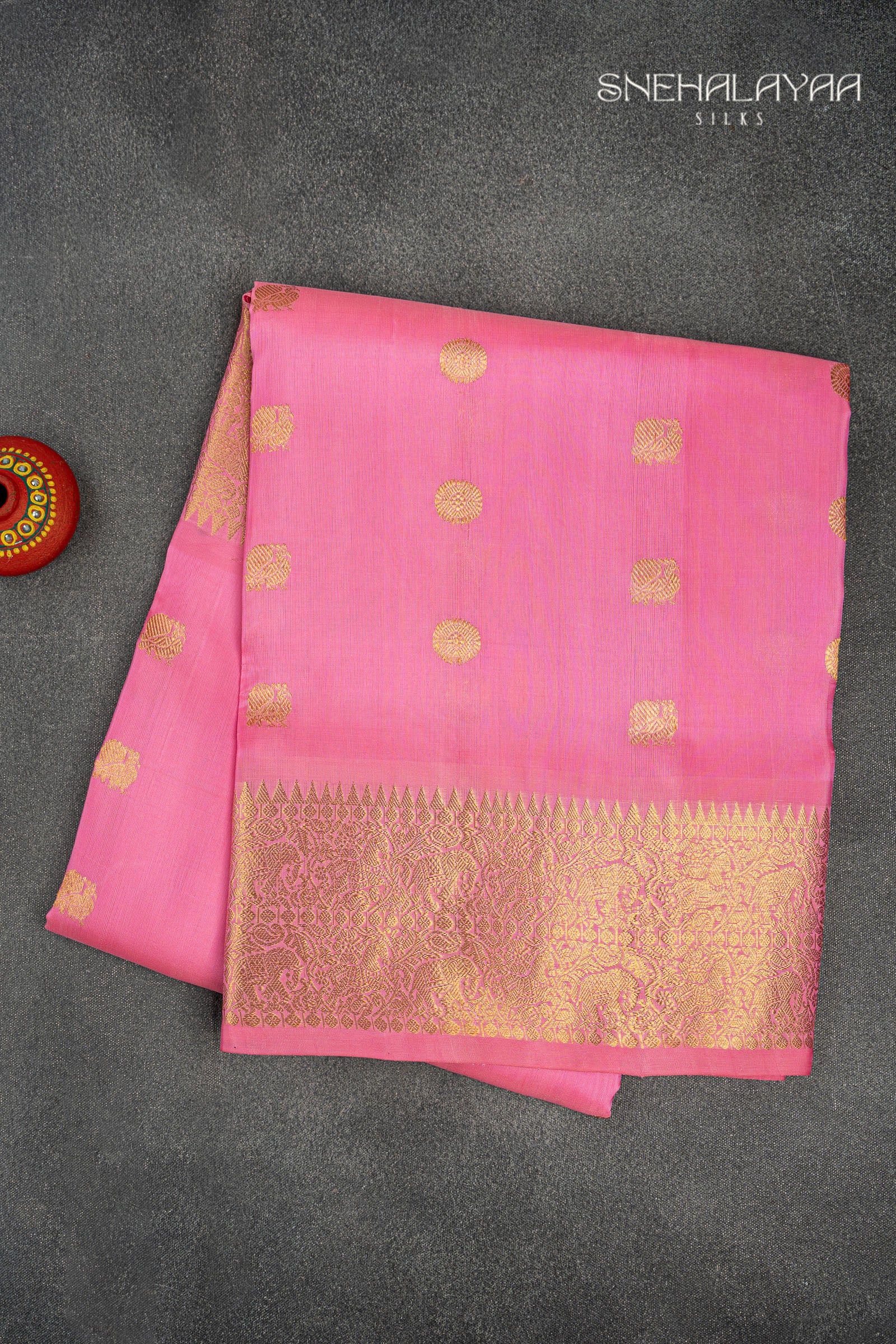 Bubblegum Pink Venkatagiri Silk Saree