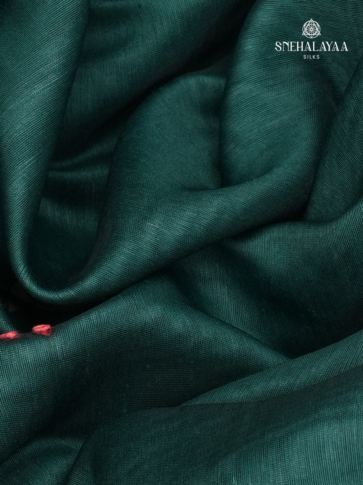 Teal Green Linen Embroidery Saree