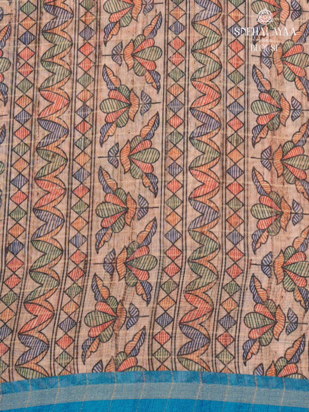 Blue Madhubani Saree