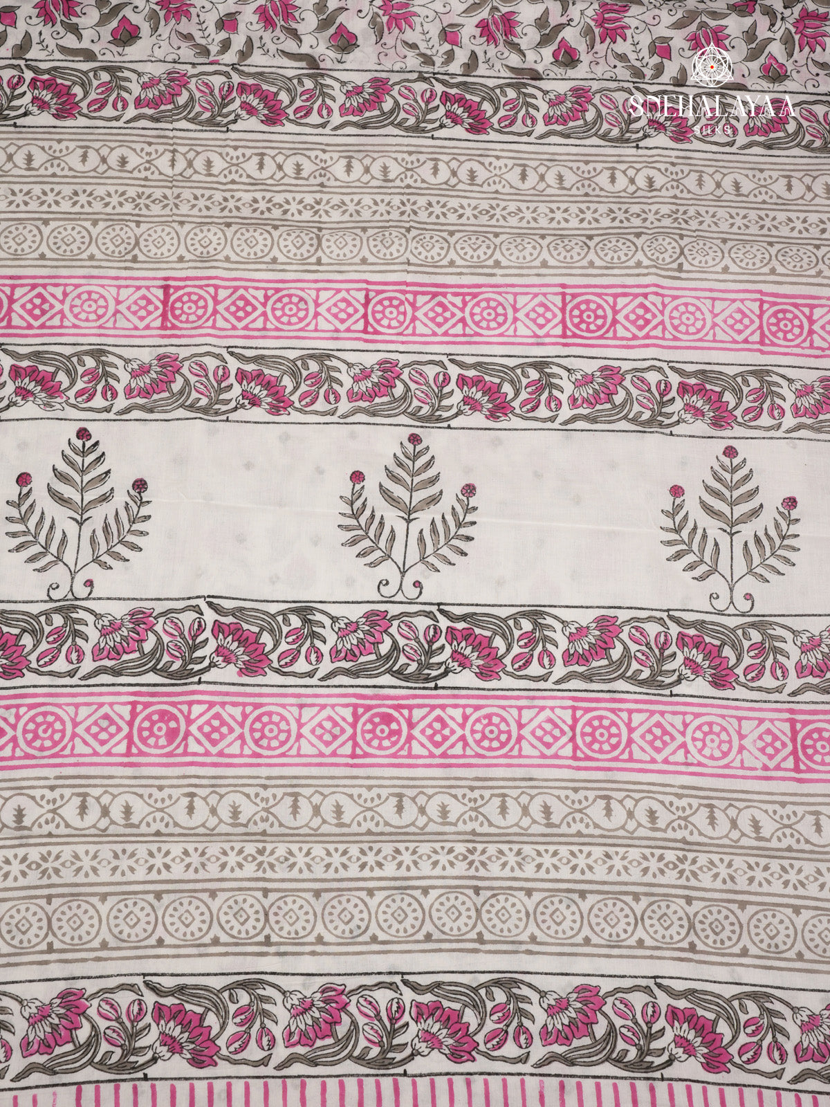 White Jaipur Cotton Saree