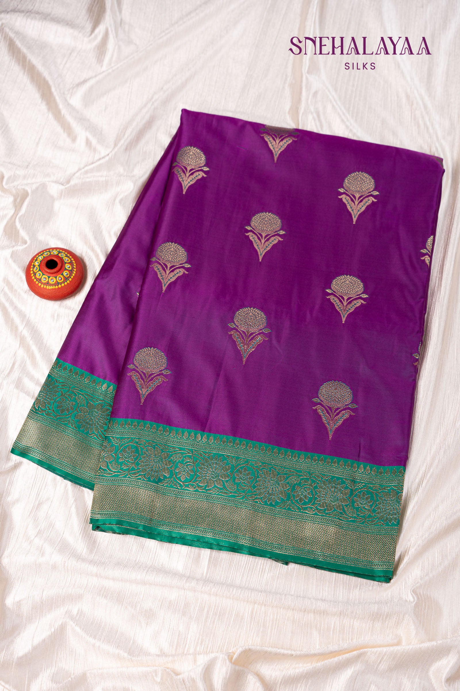 Violet Banaras Silk Saree