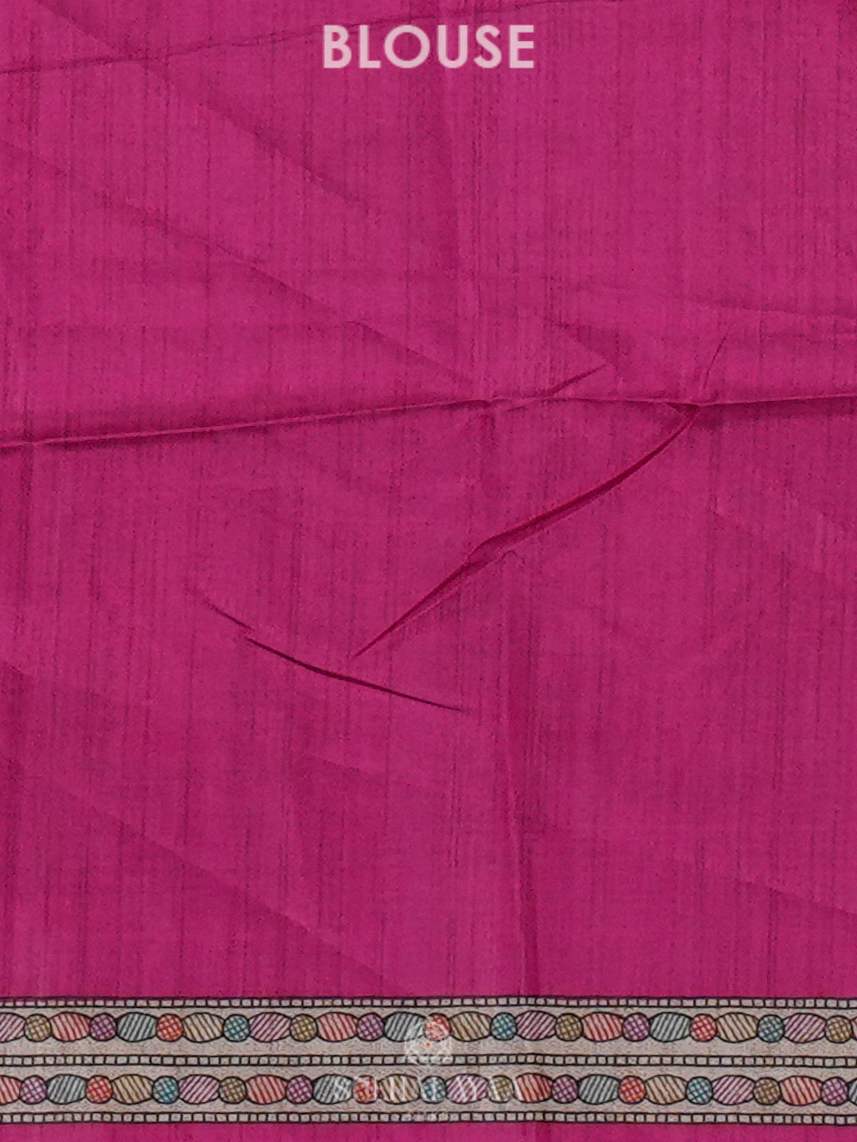 Beige Madhubani Printed Saree with Pink Border