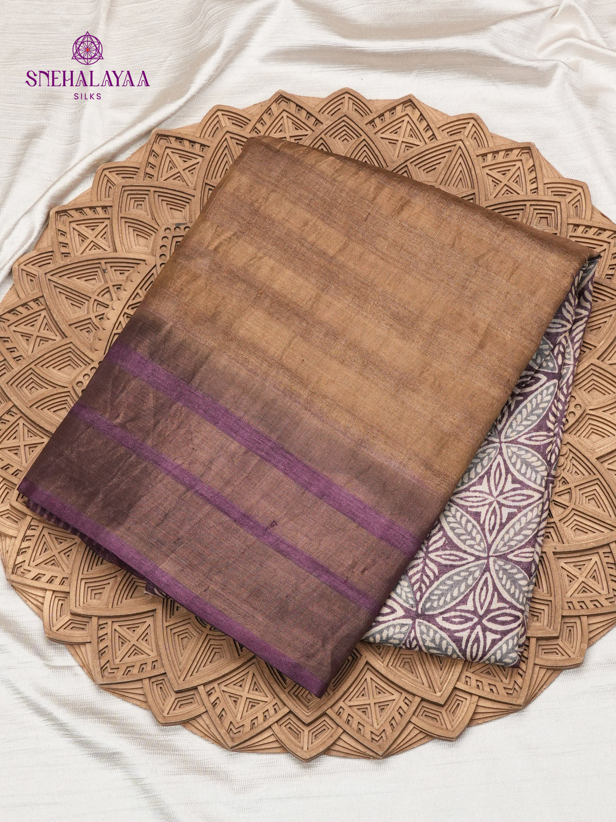 Lilac Tussar Silk Saree