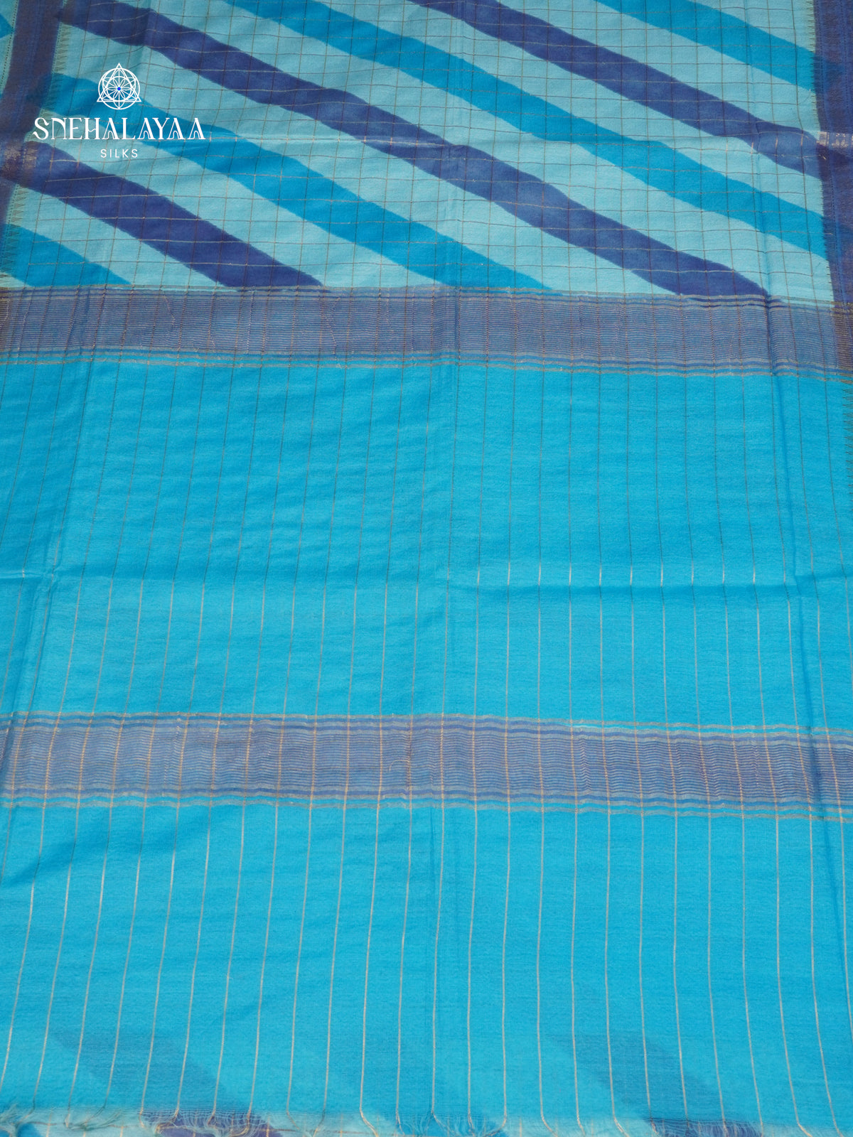 Sky Blue Bamboo Silk Saree