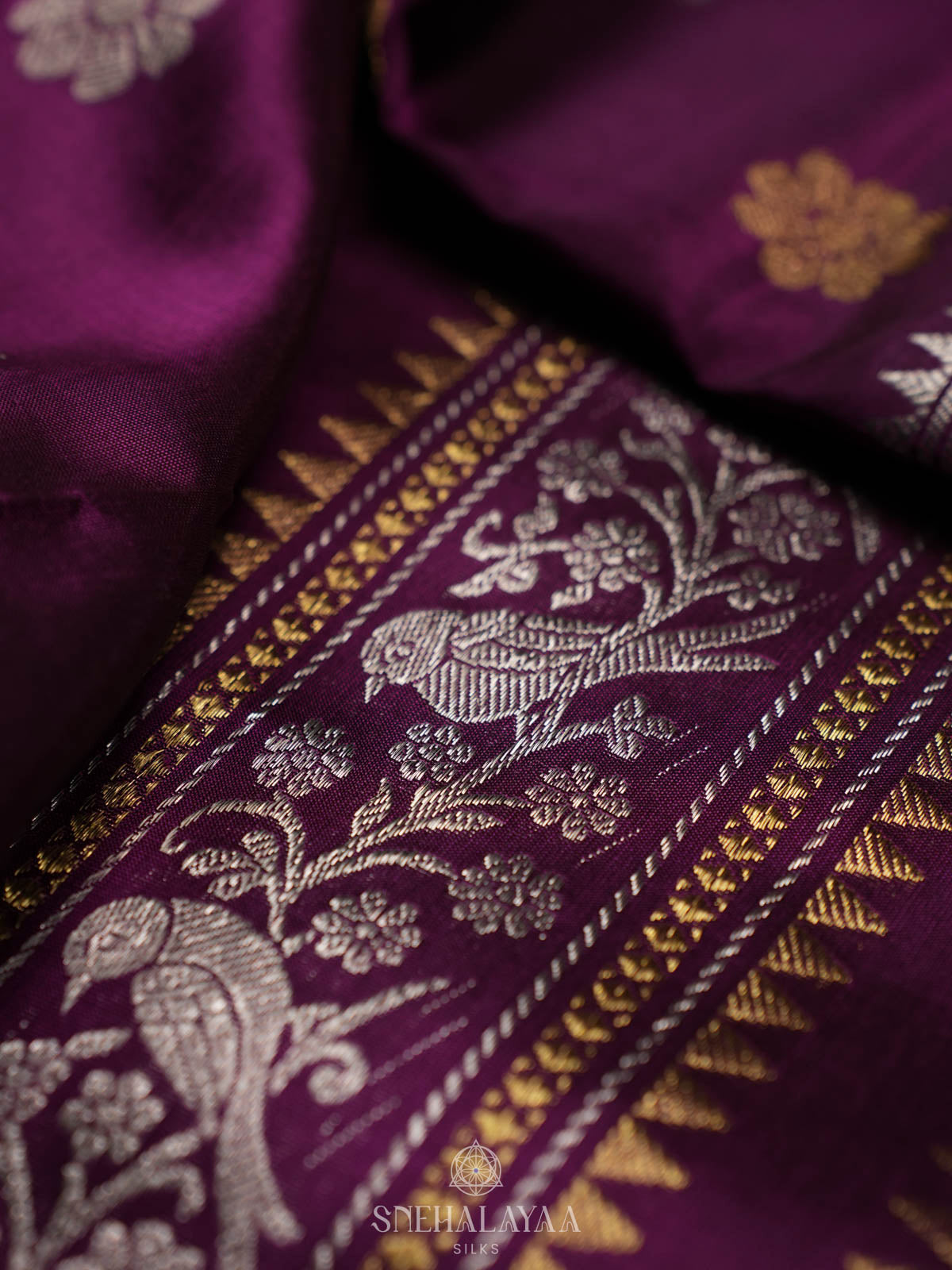 Burgundy Venkatagiri Silk Saree