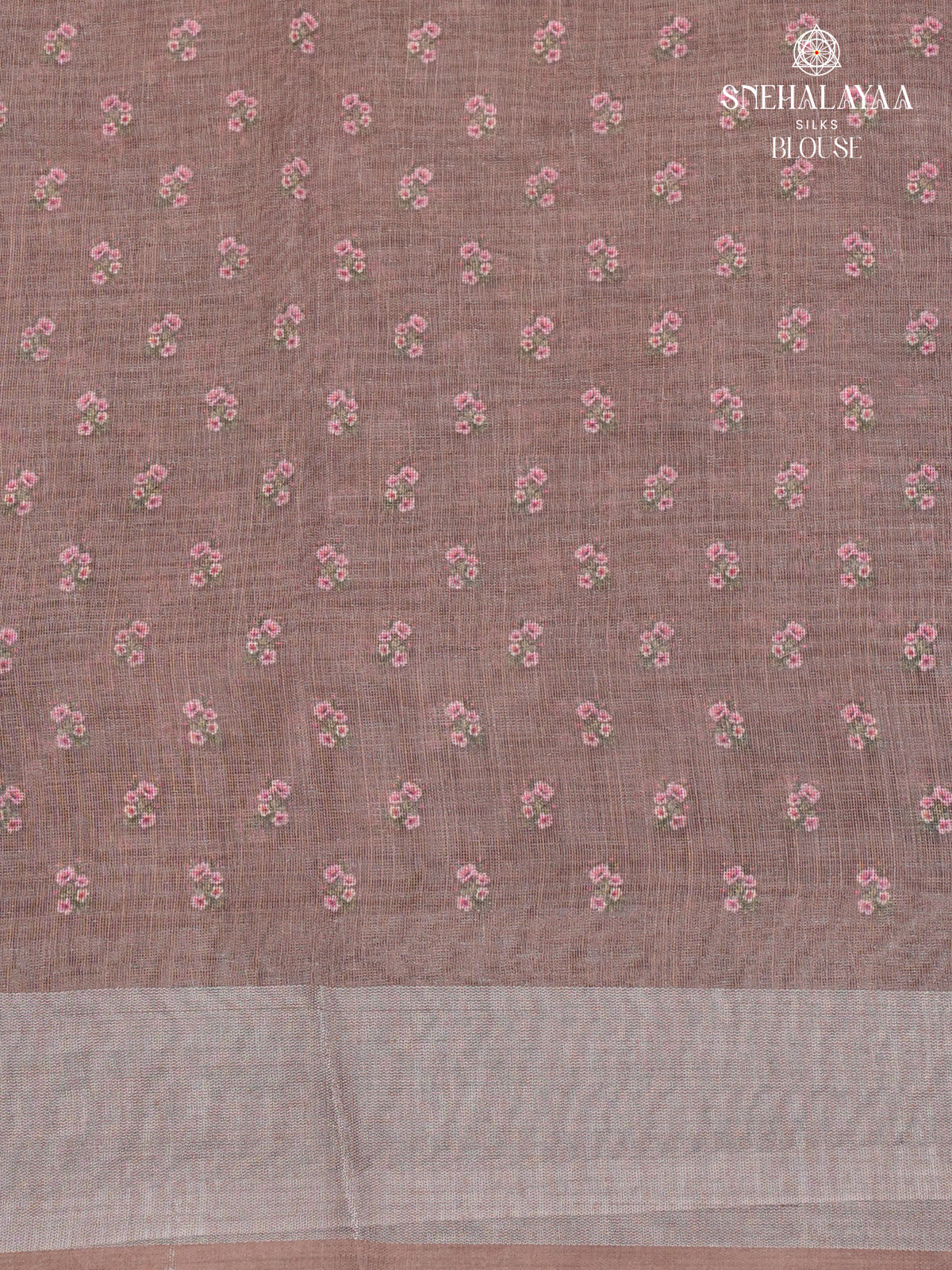 Pastel Brown Printed Linen Saree