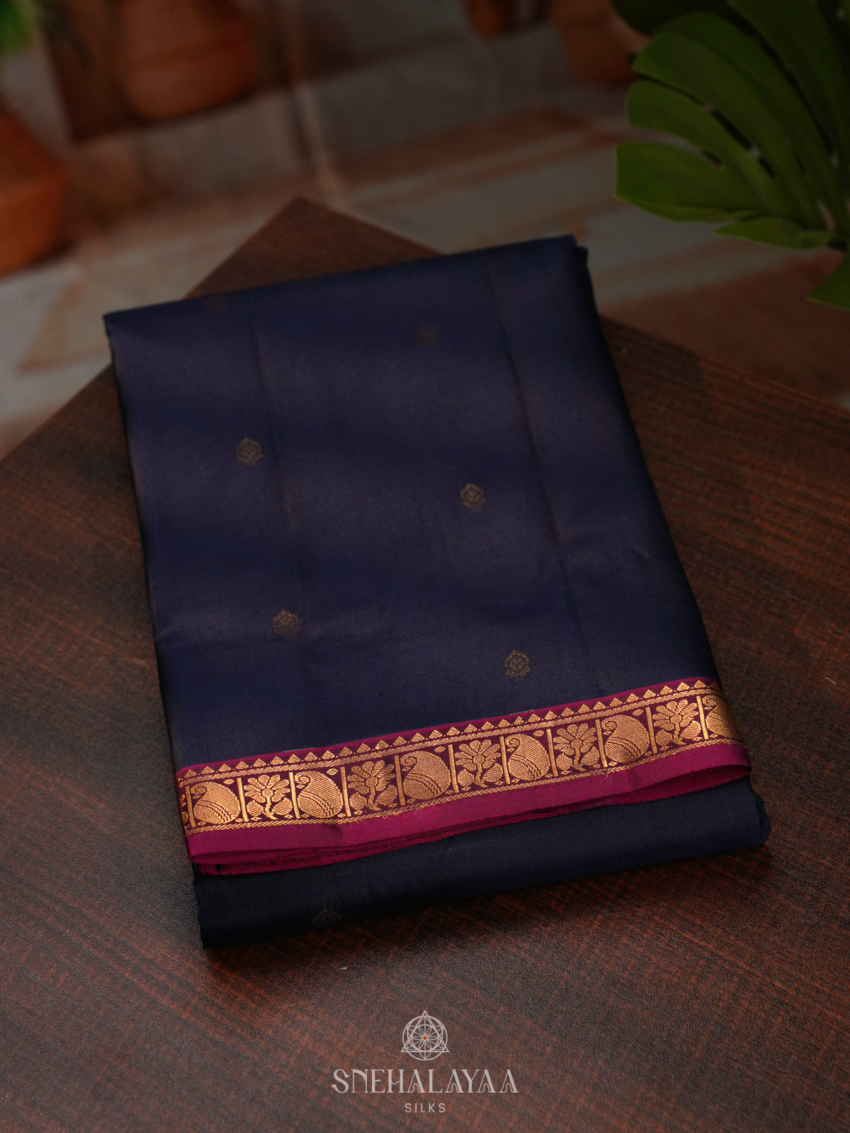 Navy Blue Kanjivaram Silk Saree