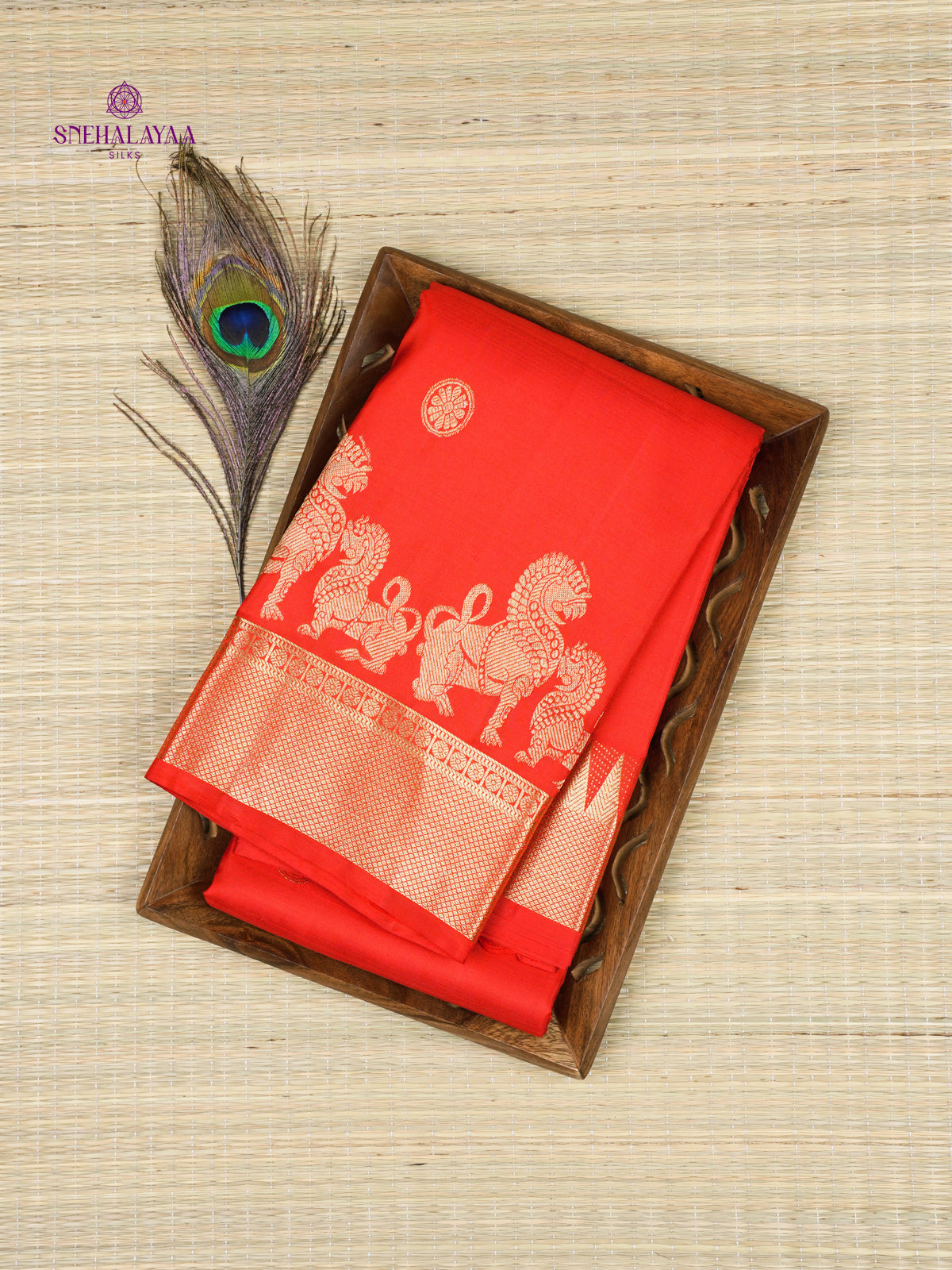 Rust Orange Kanjivaram Silk Saree