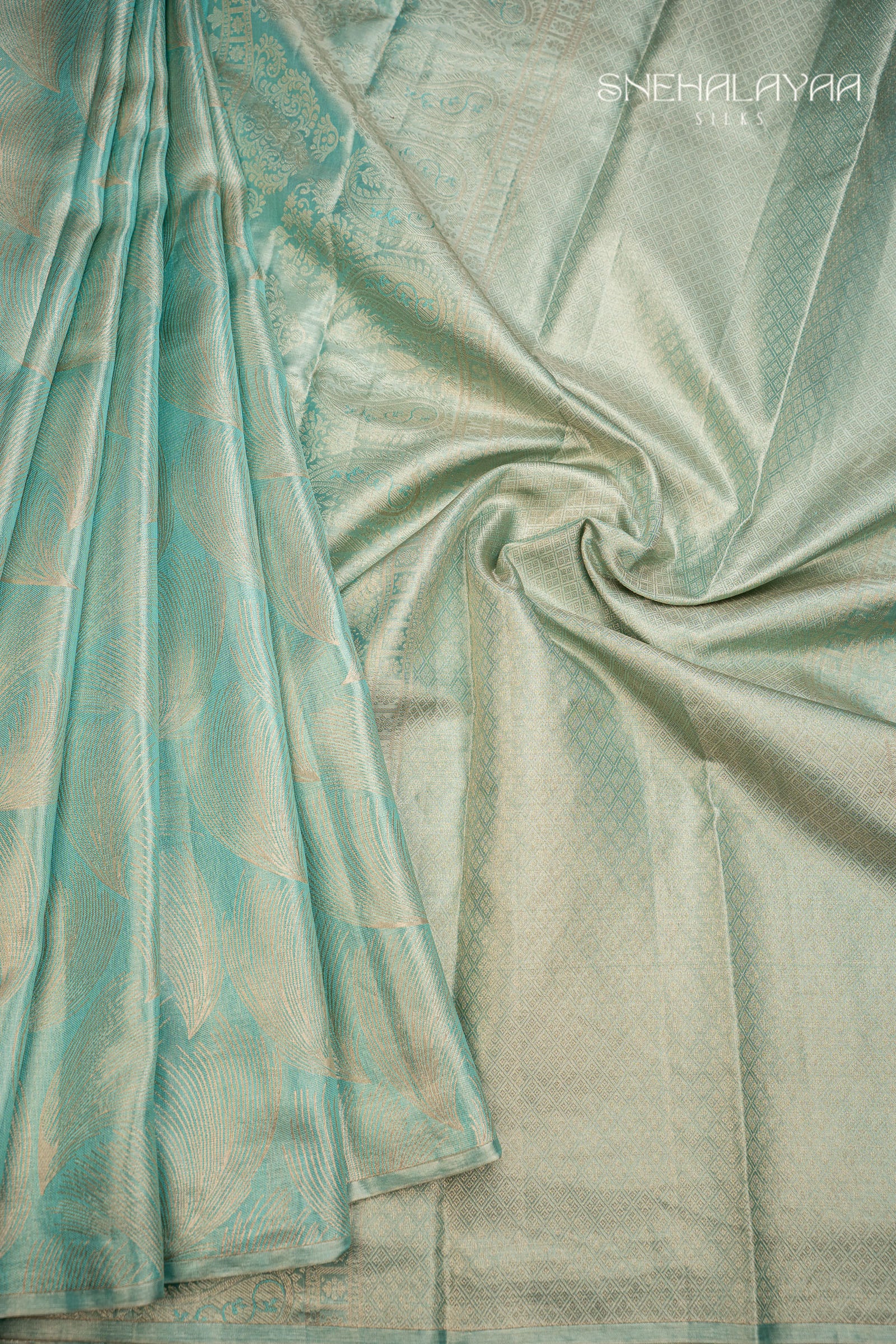 Teal Blue Kancheevaram Silk Saree