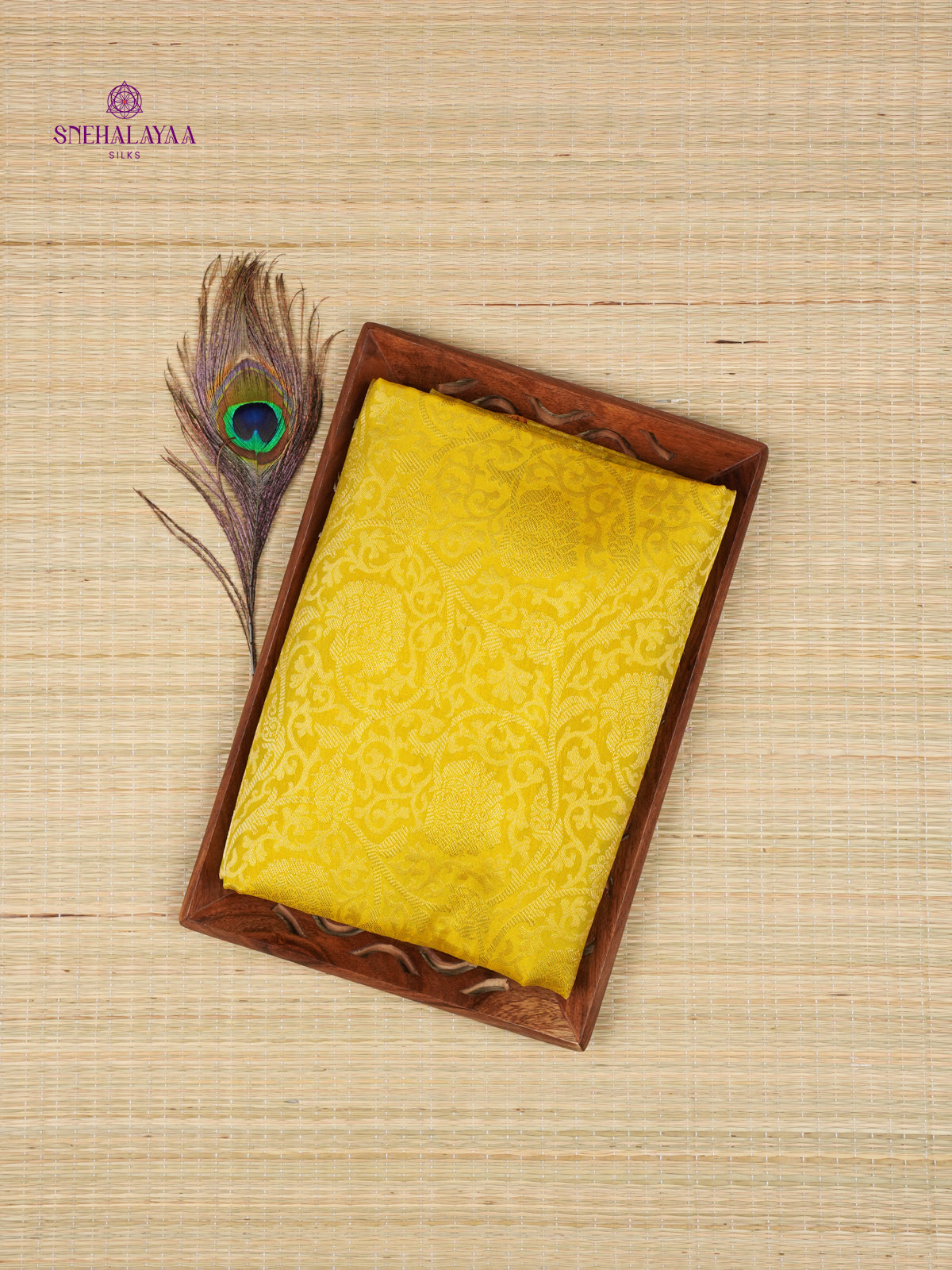 Yellow Borderless Kanjivaram Soft Silk Saree