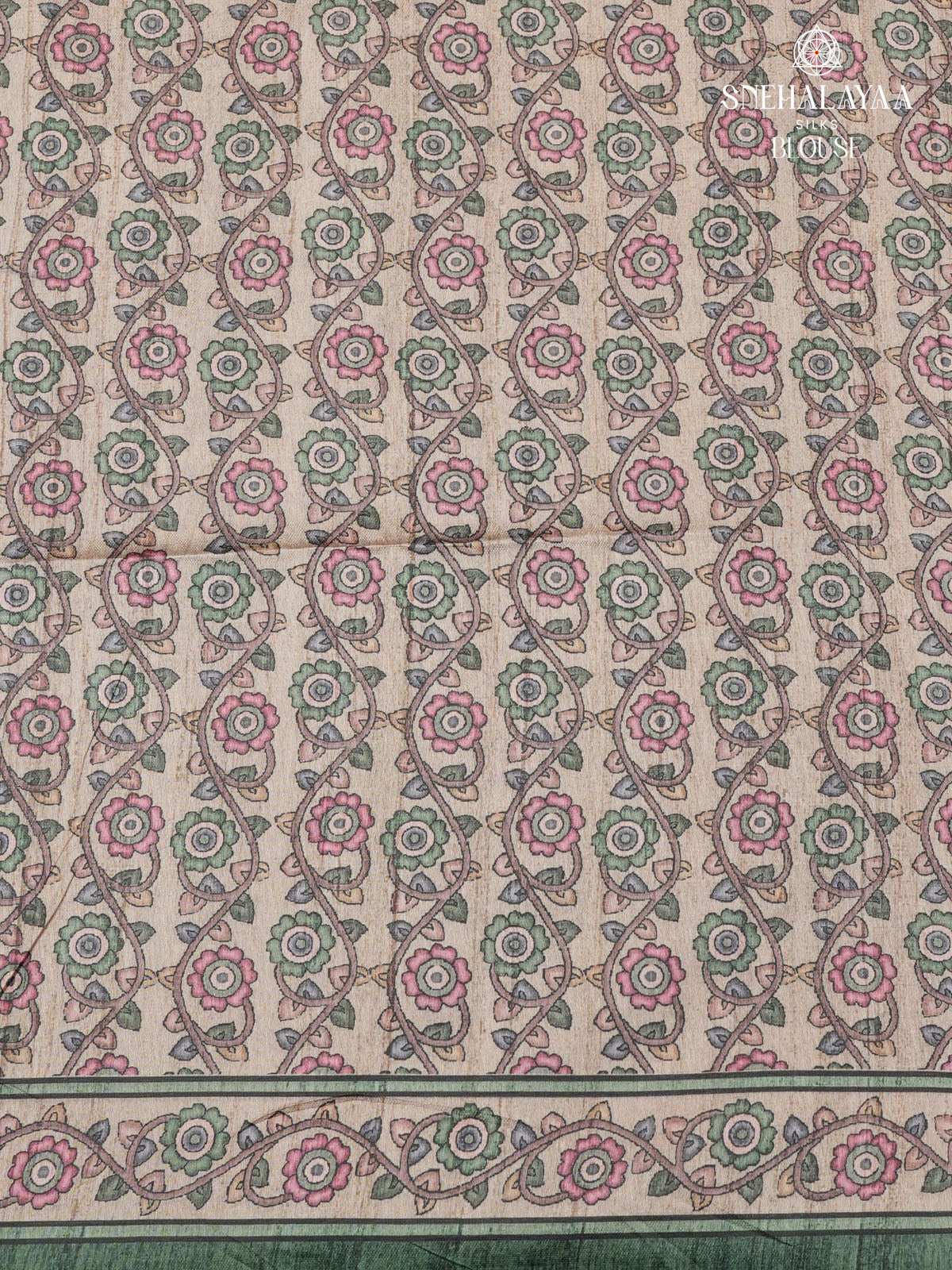 Pastel Green Tussar Embroidery Saree