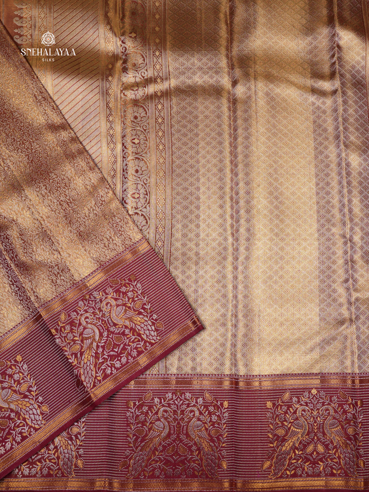 Golden Kanjivaram Silk Saree