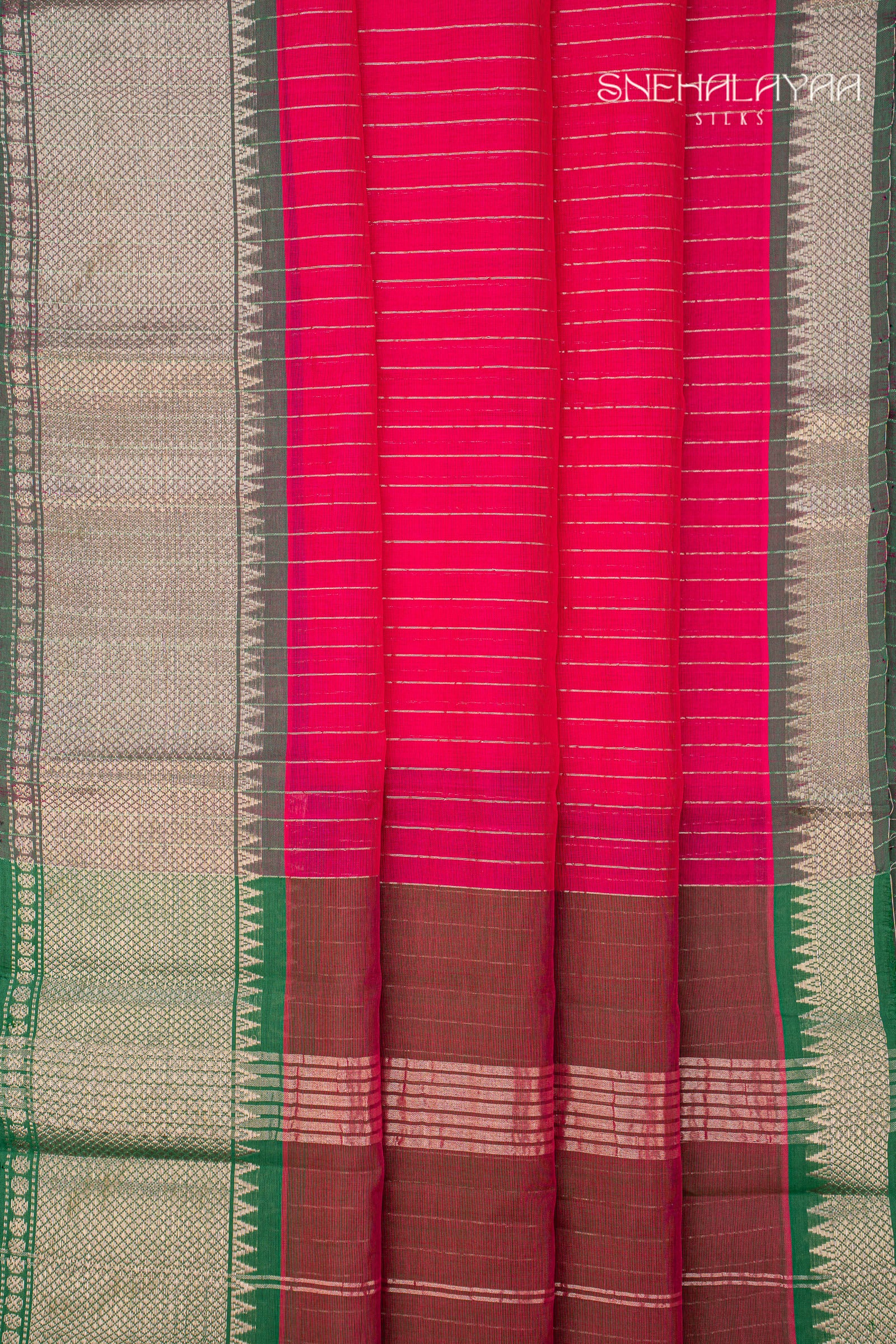 Hot Pink Mangalgiri Silk Saree