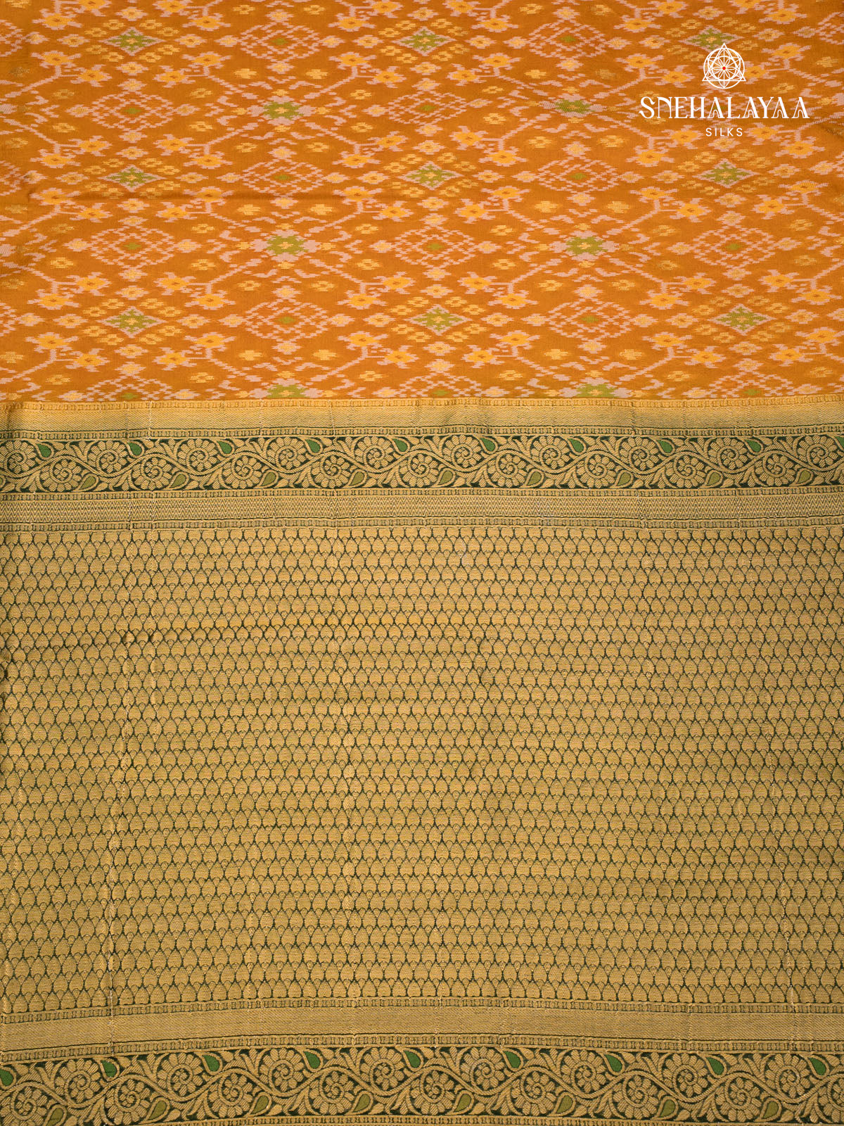 Orange Ikat Silk Saree