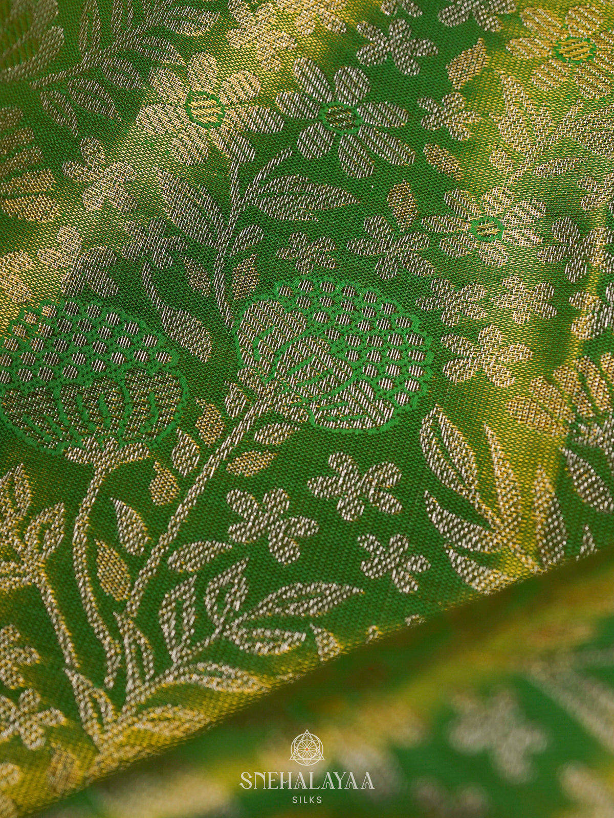 Lime Green Kanjivaram Silk Saree