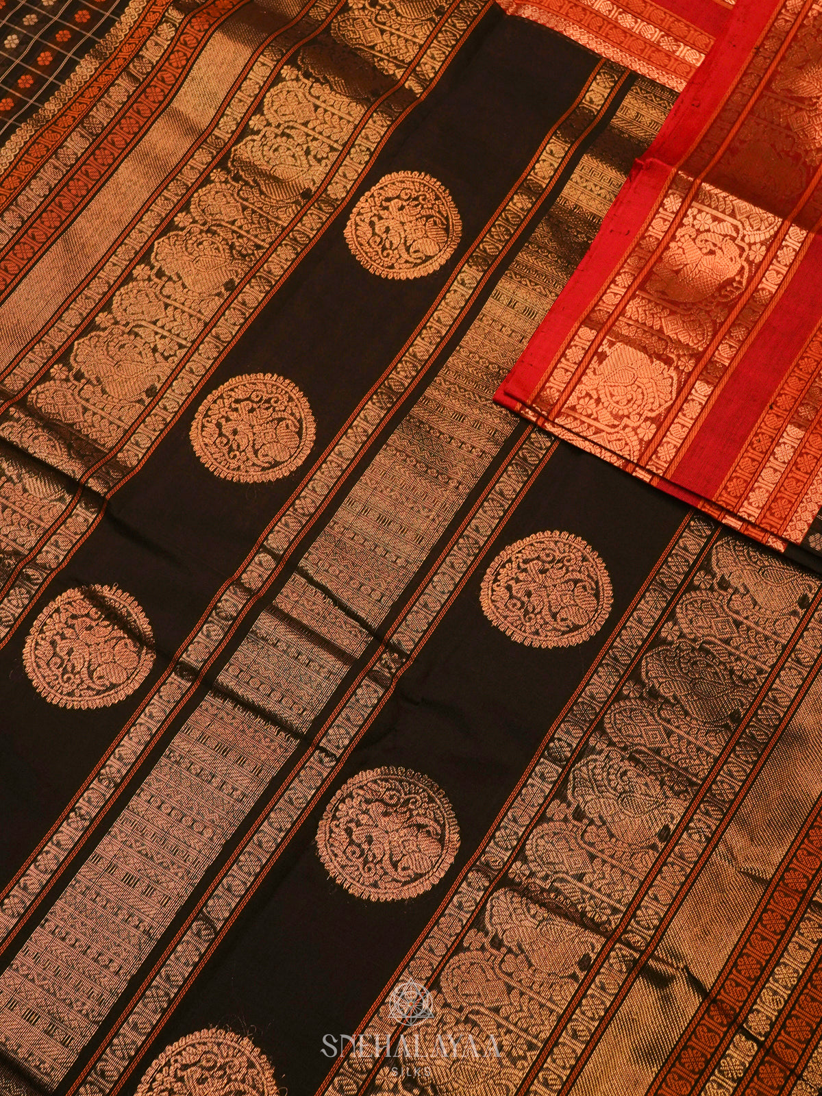 Black Kanchi Cotton Saree