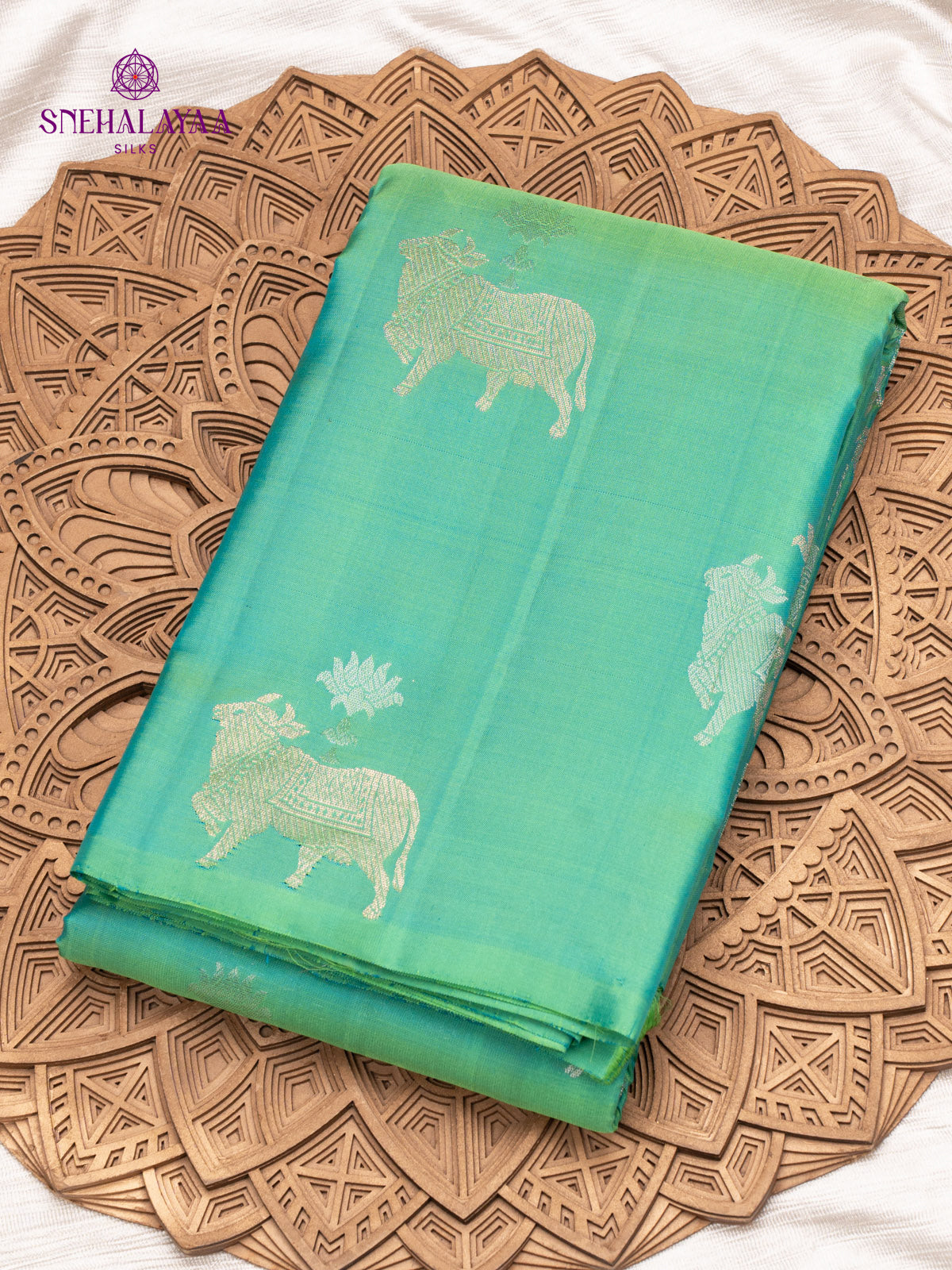 Peacock Blue Kanjivaram Silk Saree