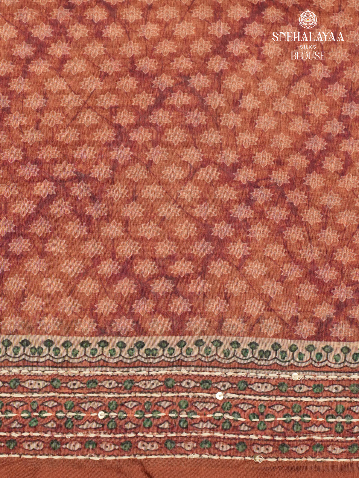 Orange Linen Embroidery Saree