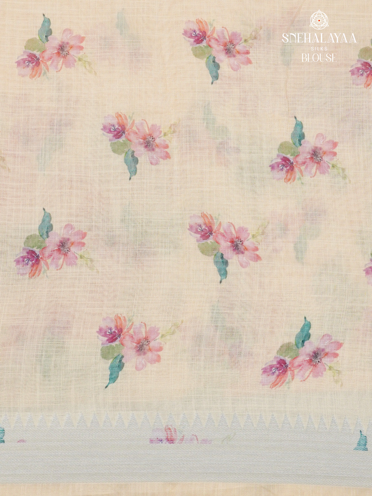 Sandal Printed Linen Saree