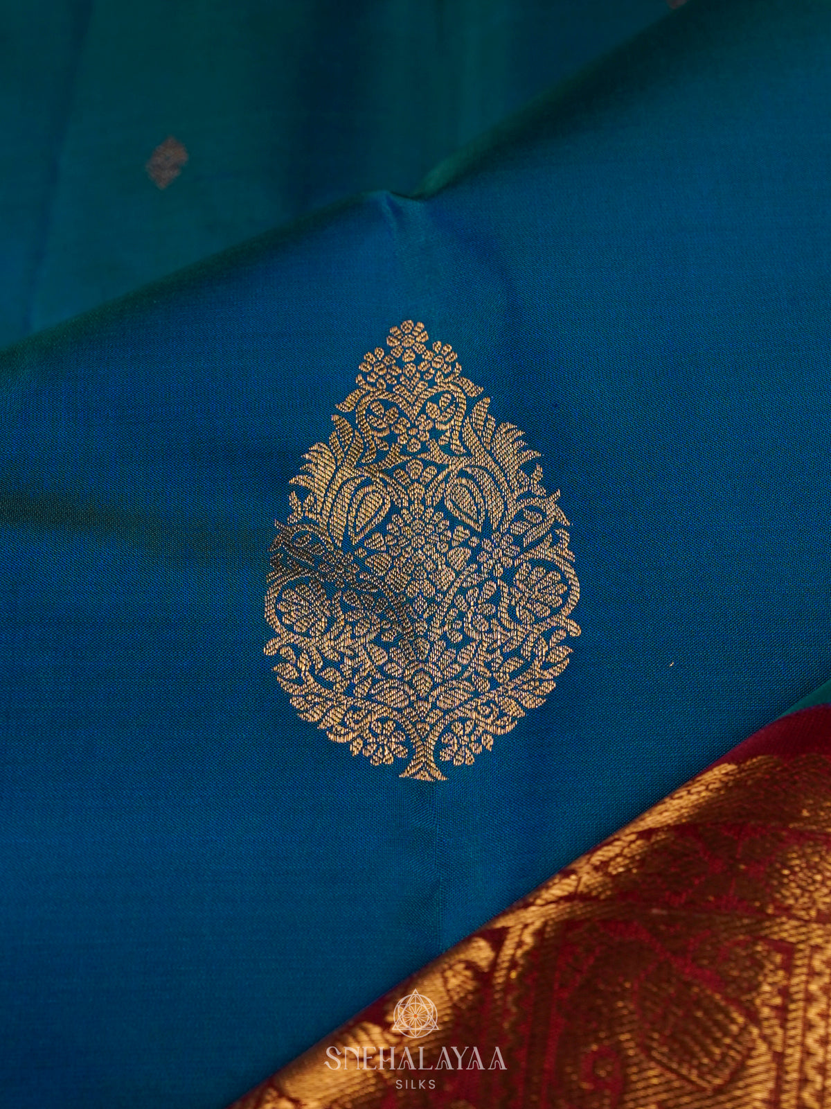 Peacock Blue Kanjivaram Silk Saree
