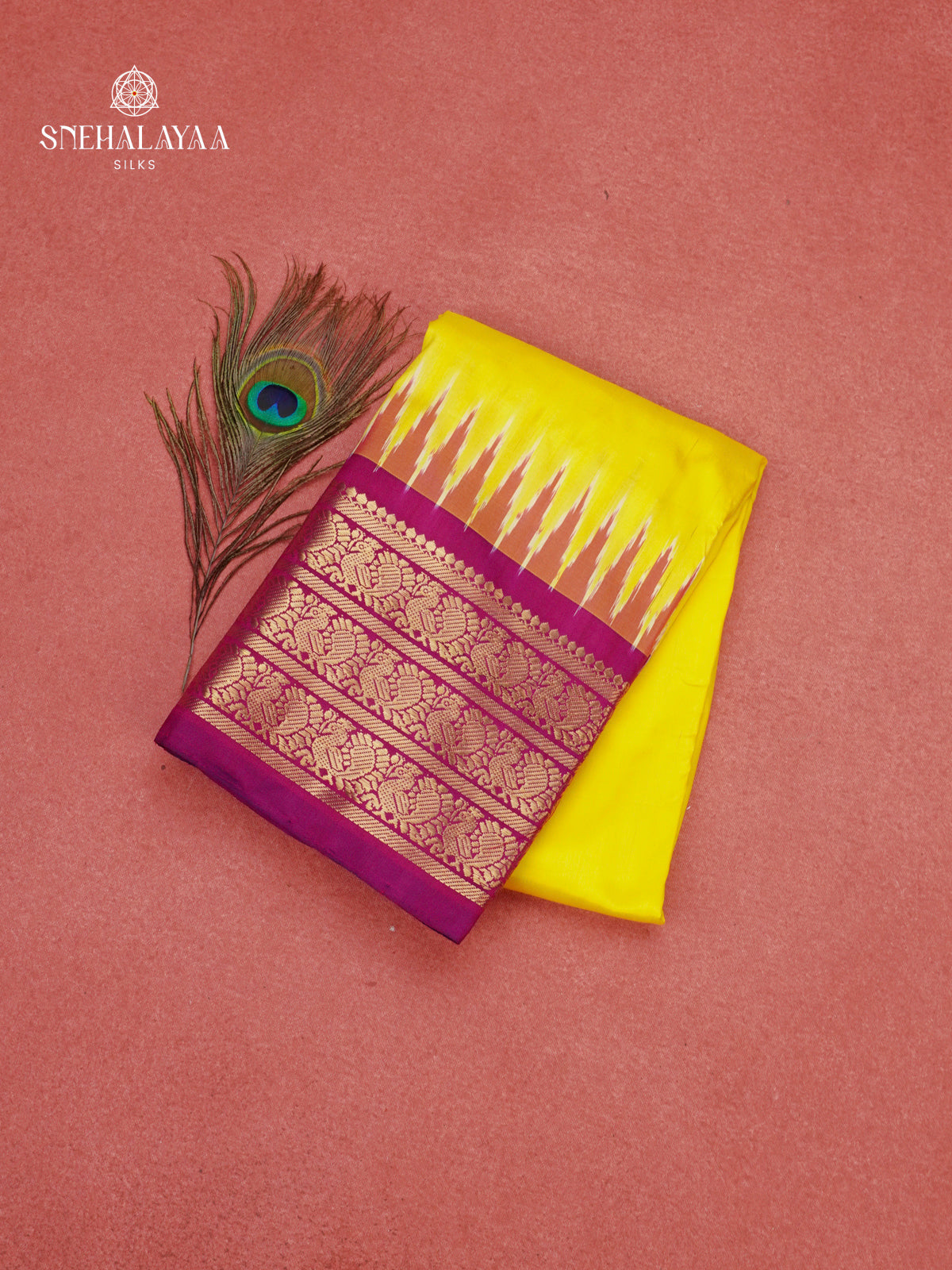 Mango Yellow Ikat Saree