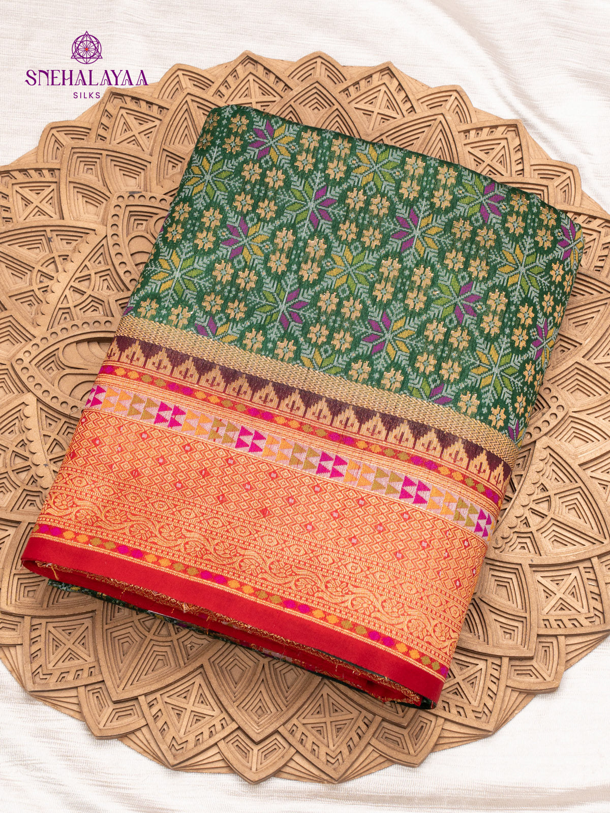 Green Ikat Silk Saree