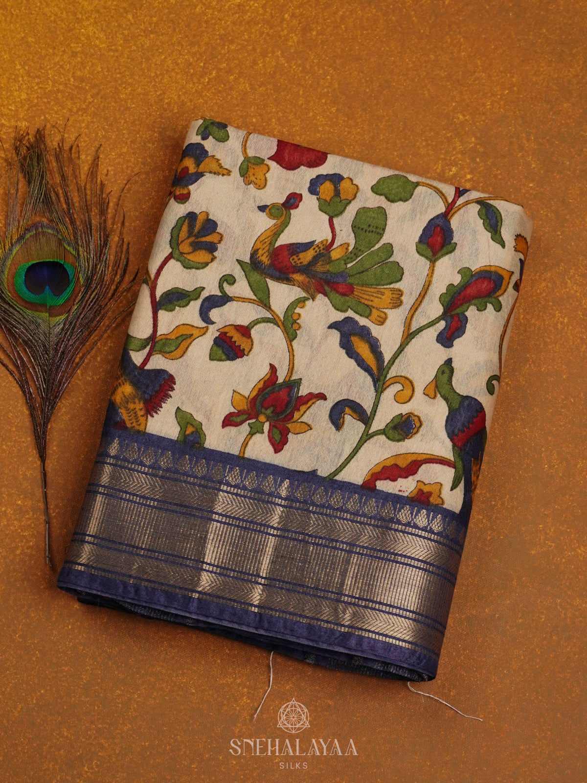 Beige Bamboo Silk Saree