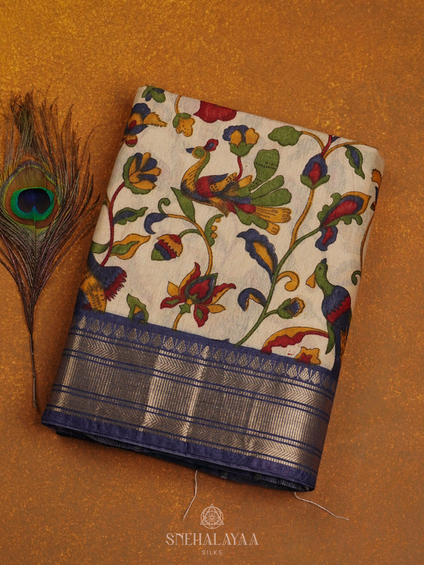 Beige Bamboo Silk Saree