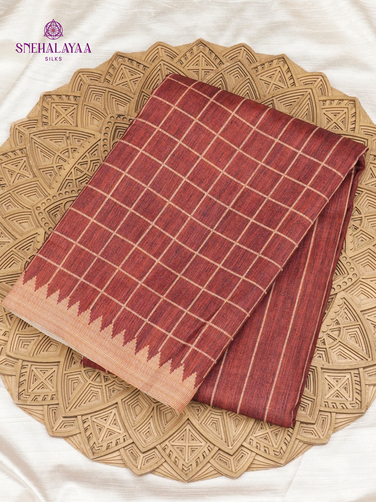 Maroon Tussar Saree
