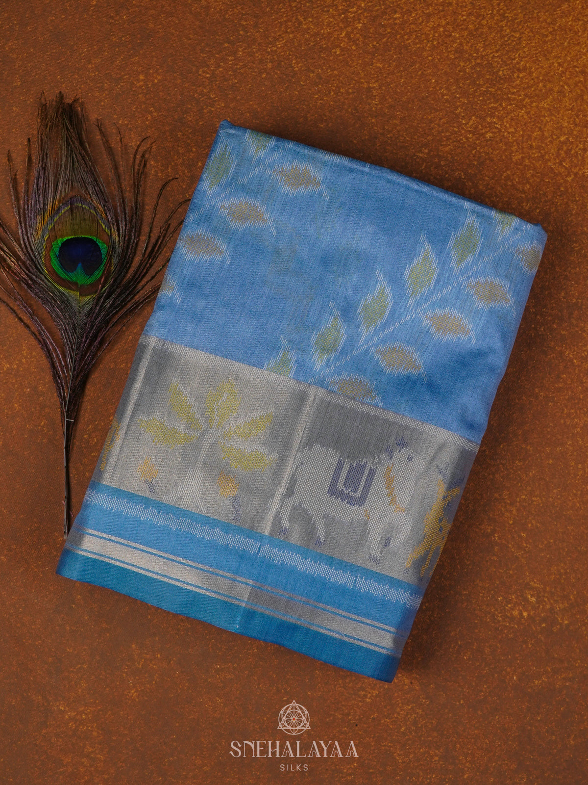 Pale Blue Tussar Saree