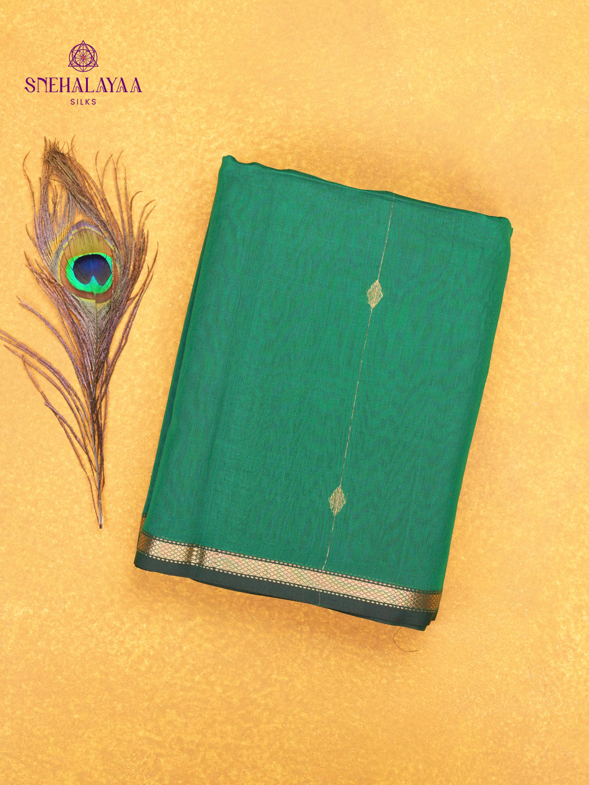 Emerald Green Maheshwari Silk Cotton Saree