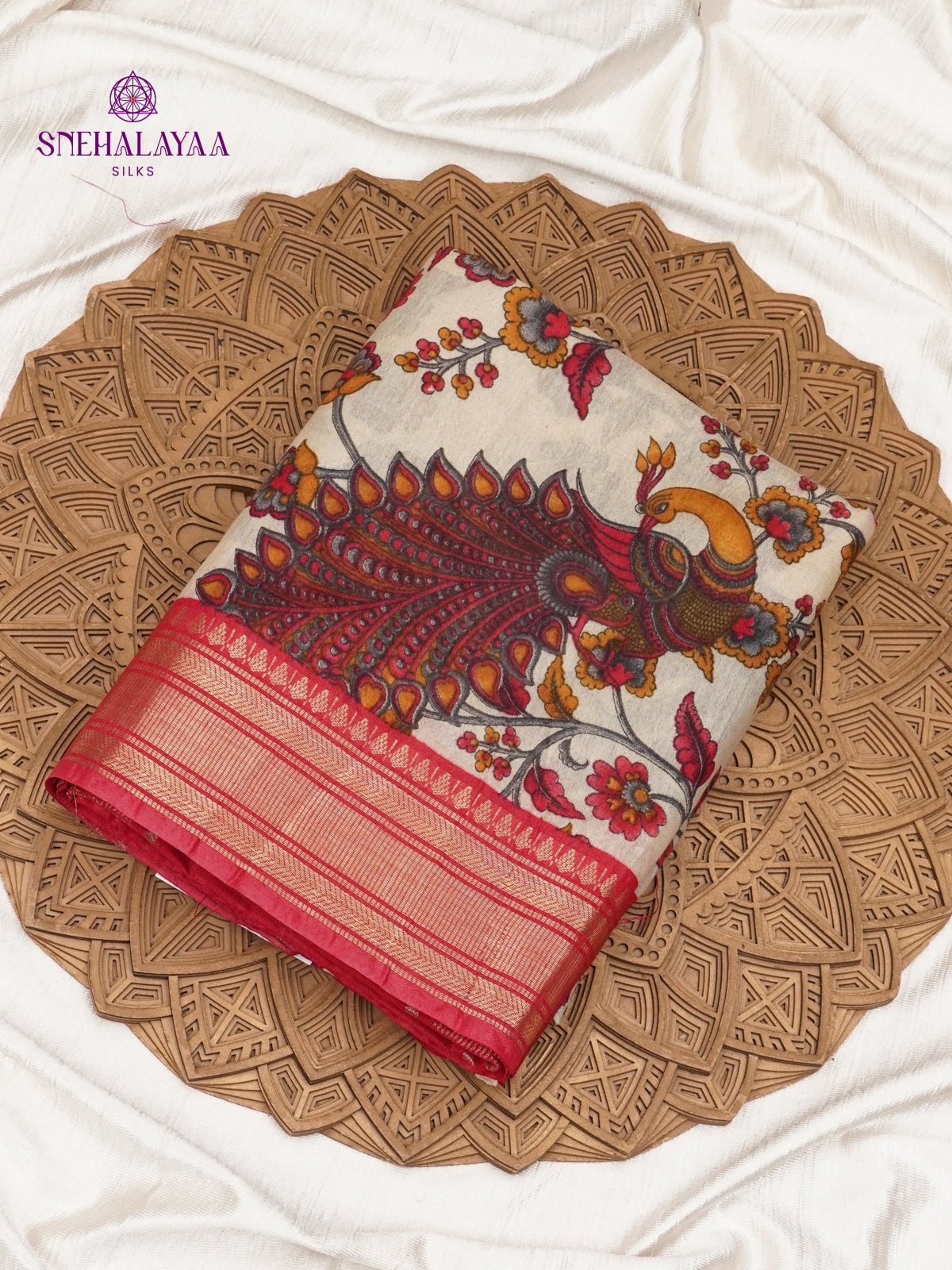 Cream Bamboo Silk Saree