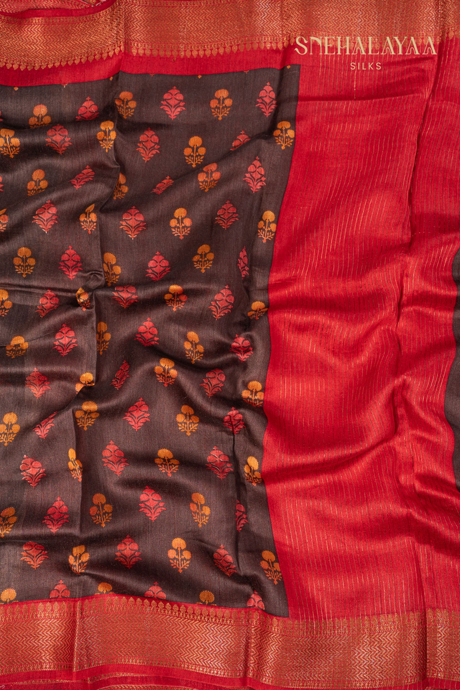 Pecan Brown Chanderi Saree