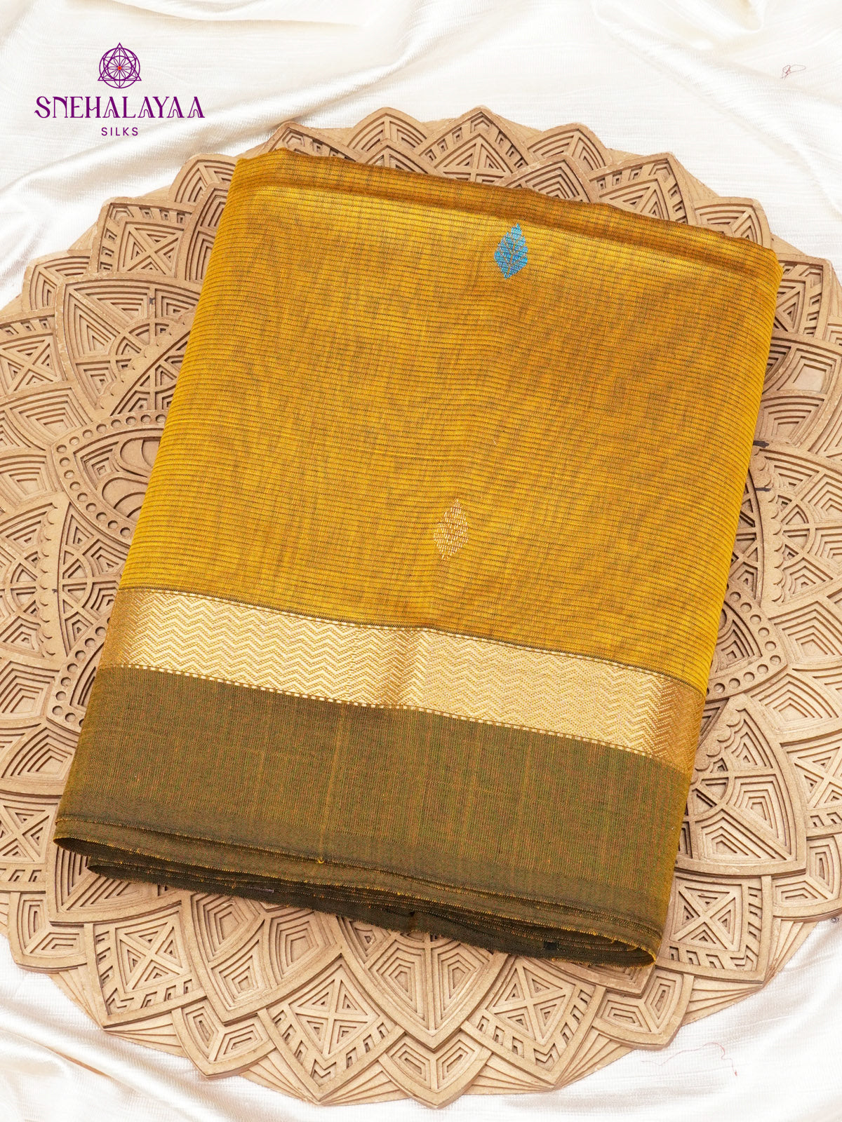 Mustard Yellow Maheshwari Silk Cotton Saree