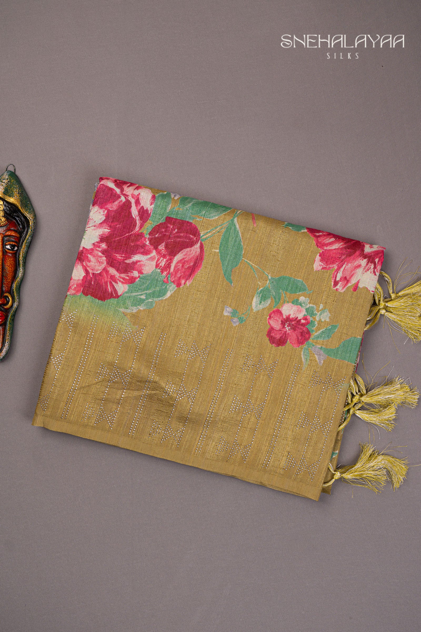 Mehendi Green Semi Tussar Saree