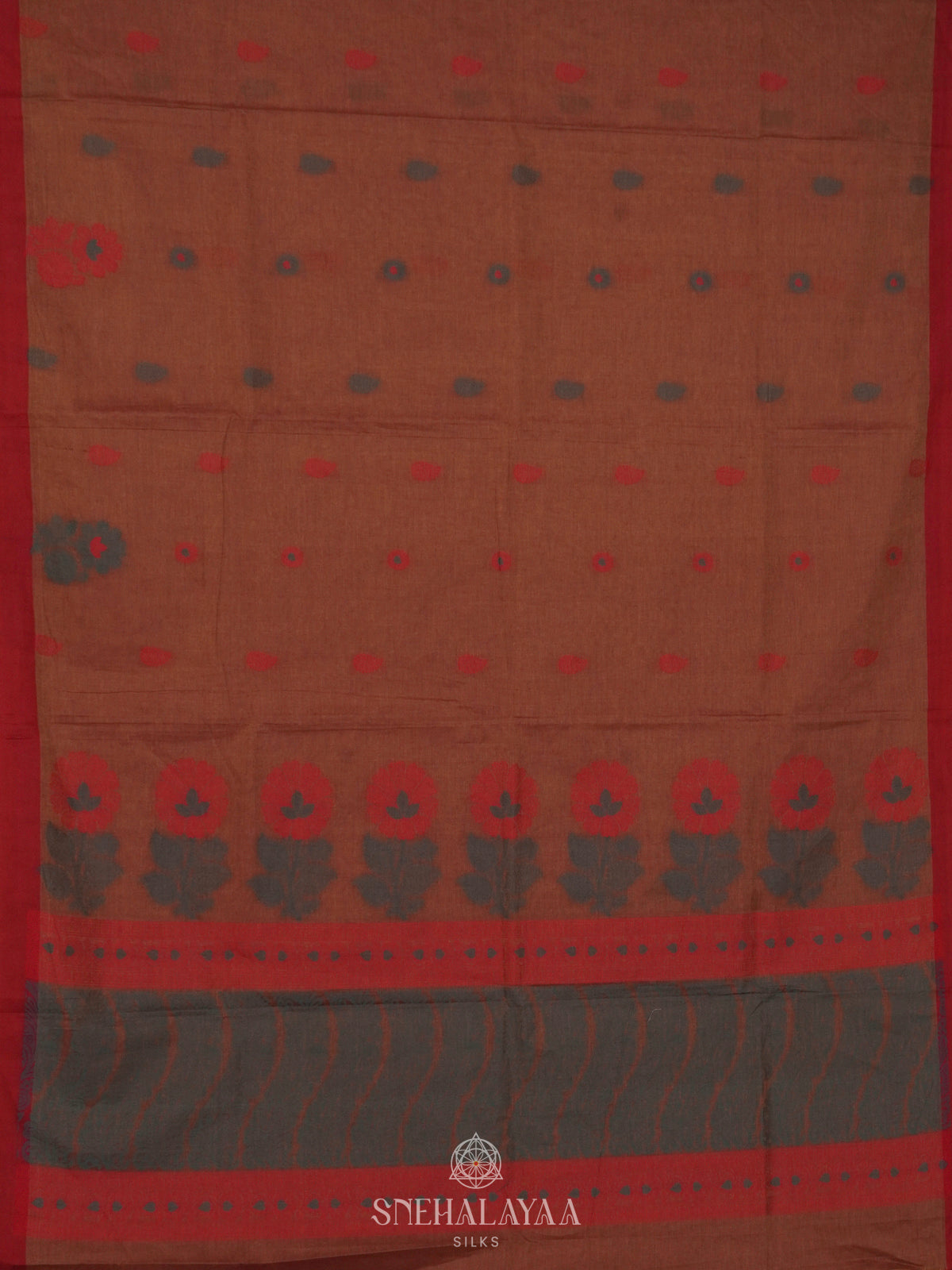Brown Handloom Cotton Saree