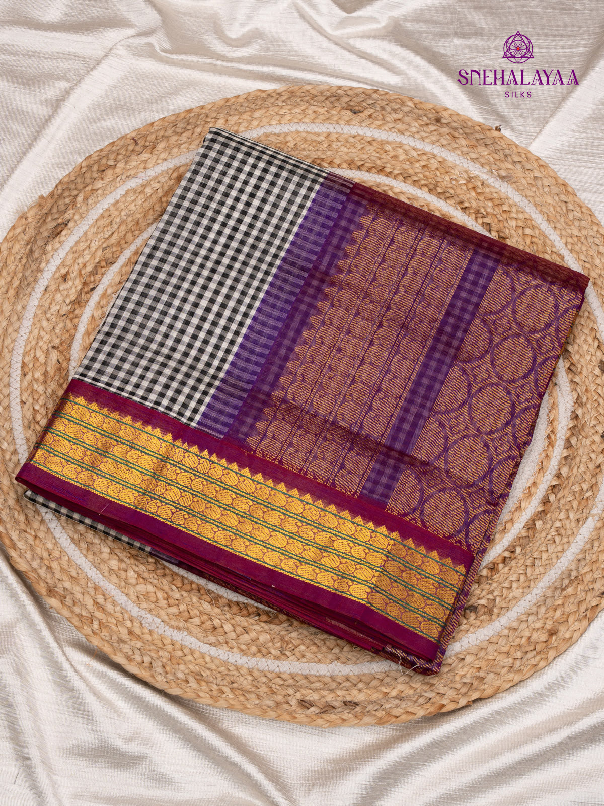 Black Kanchi Silk Cotton Saree