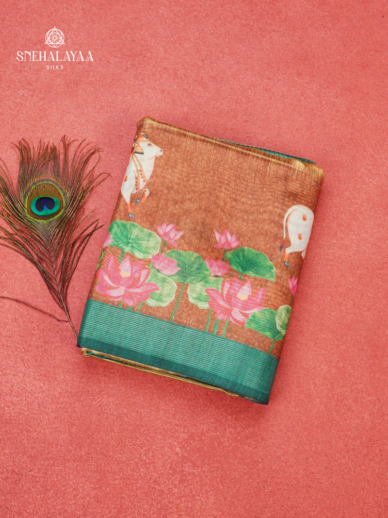 Mustard Tussar Saree