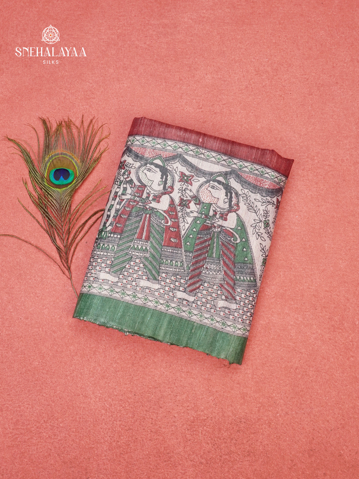 Brown Madhubani Printed Saree